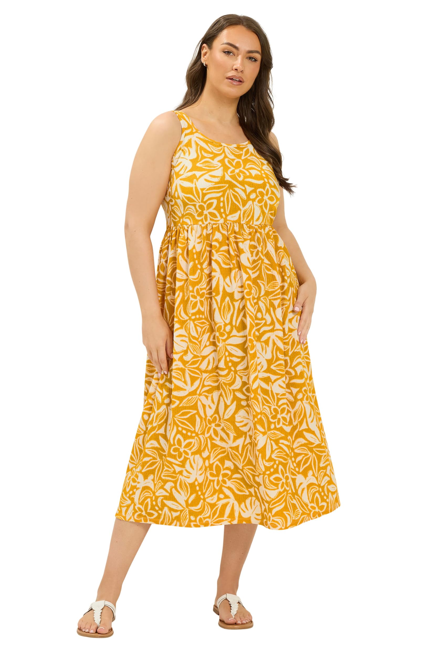 Yours Women's Yellow Floral Maxi Dress In Size 22-24