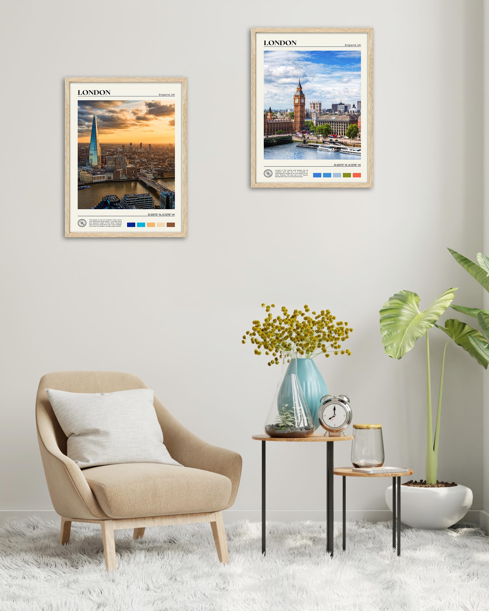 HesenDot London Framed Wall Art,30x40cm Iconic Skyscraper Landscape Canvas Print,Classic Urban City Landmark Poster Wall Decor for Living Room Bedroom Office,Set of 1 - Image 4