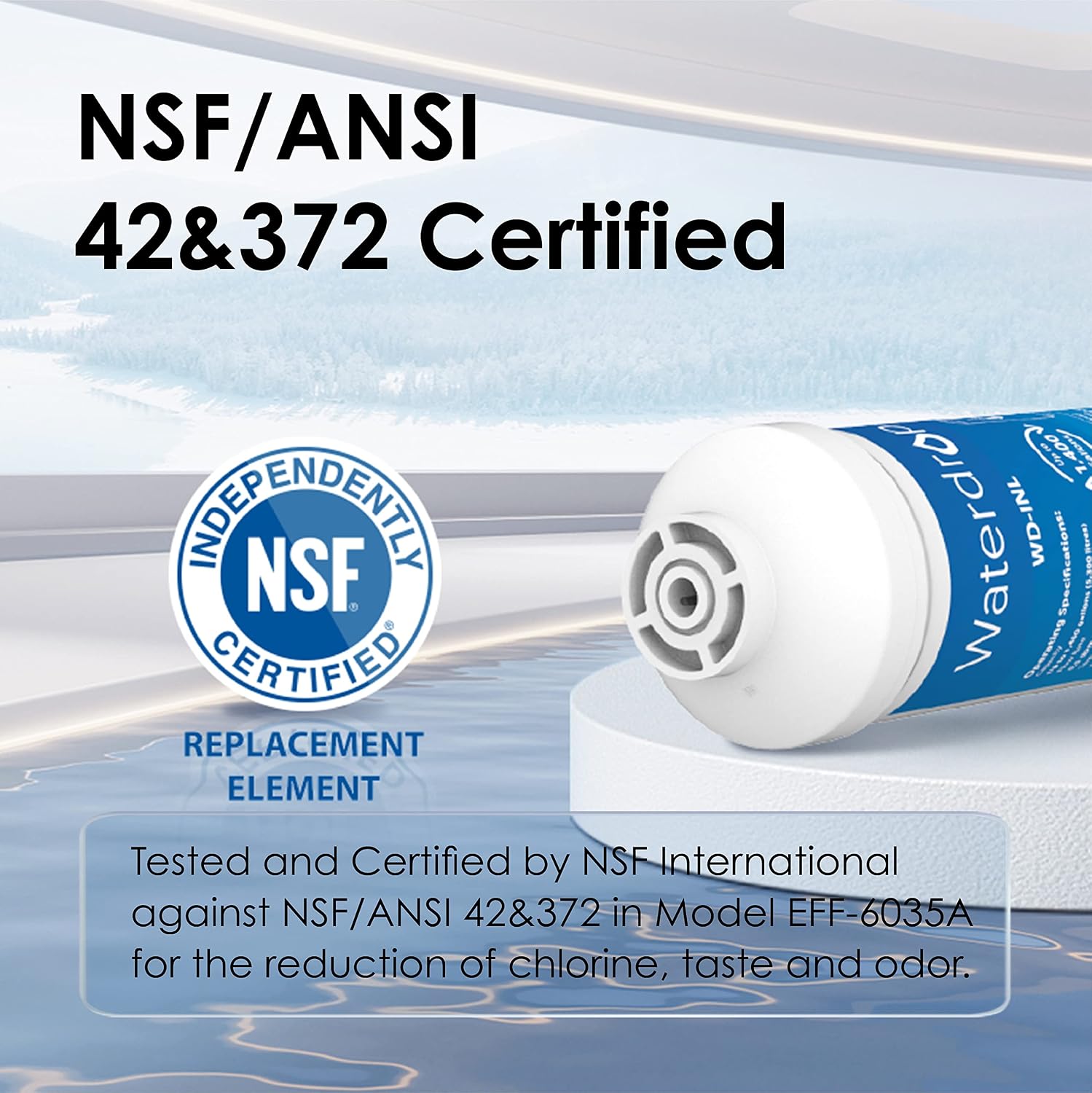 Waterdrop Inline Ice Maker and Refrigerator Filter, NSF Certified High Capacity Drinking Water Filtration System with Direct Connect Fittings, Reduces Chlorine, Bad Taste & Odor