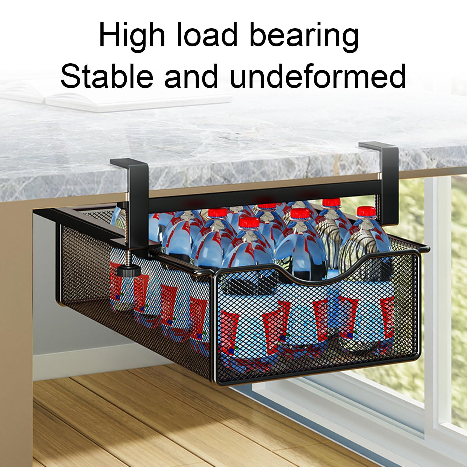 Brrnoo Cassetto Organizer Sotto la Scrivania, Vassoio Estraibile in | Acciaio Al Carbonio Antiruggine, Installazione a Morsetto Senza Fori, Adatto per Tavoli Fino a 3,8 Cm di spessore.