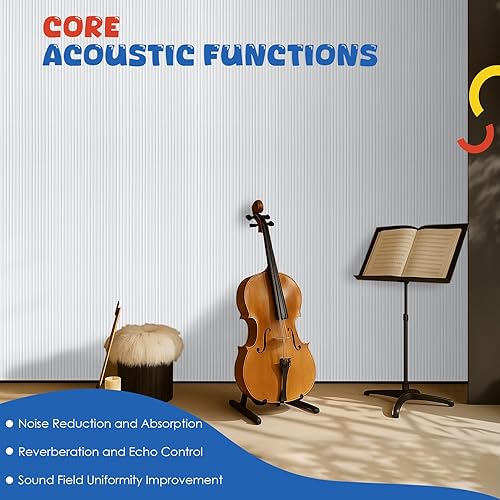 Miniatura 3 de Paquete de 5 paneles acústicos, paneles acústicos de pared de 47.2 x 23.6 x 0.4 pulgadas, grandes paneles insonorizados, paneles autoadhesivos a