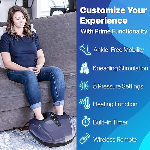 Miniatura 3 de MIKO Máquina masajeadora de pies con amasado profundo compresión shiatsu y calor para fascitis plantar neuropatía se adapta hasta hombres talla 13