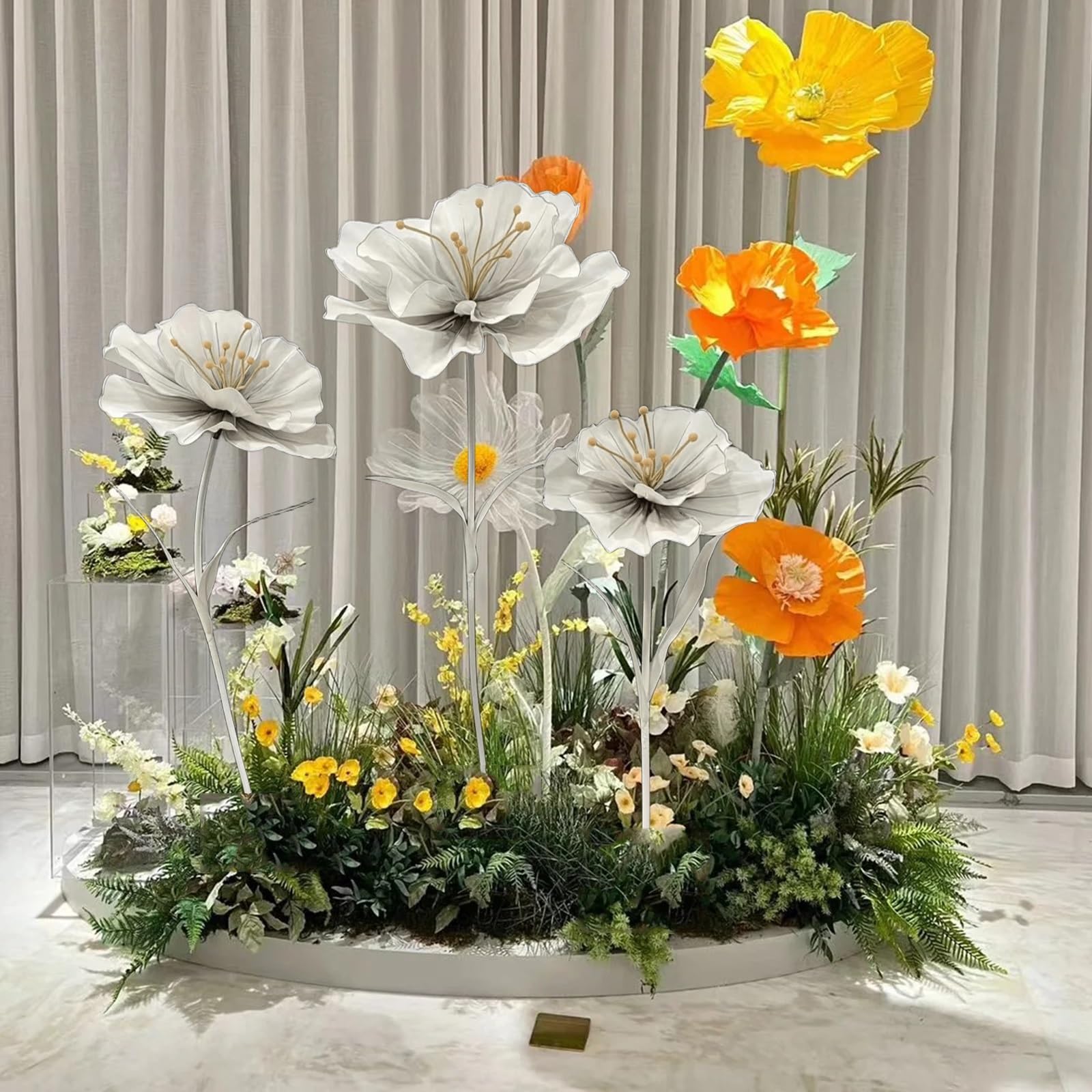 Giants - Decoración de flores grandes, impermeable, trazo de fresia con soporte flexible, flor decorativa para boda, recepción, cumpleaños, Pascua, fiesta, día de la madre (amarillo brillante)