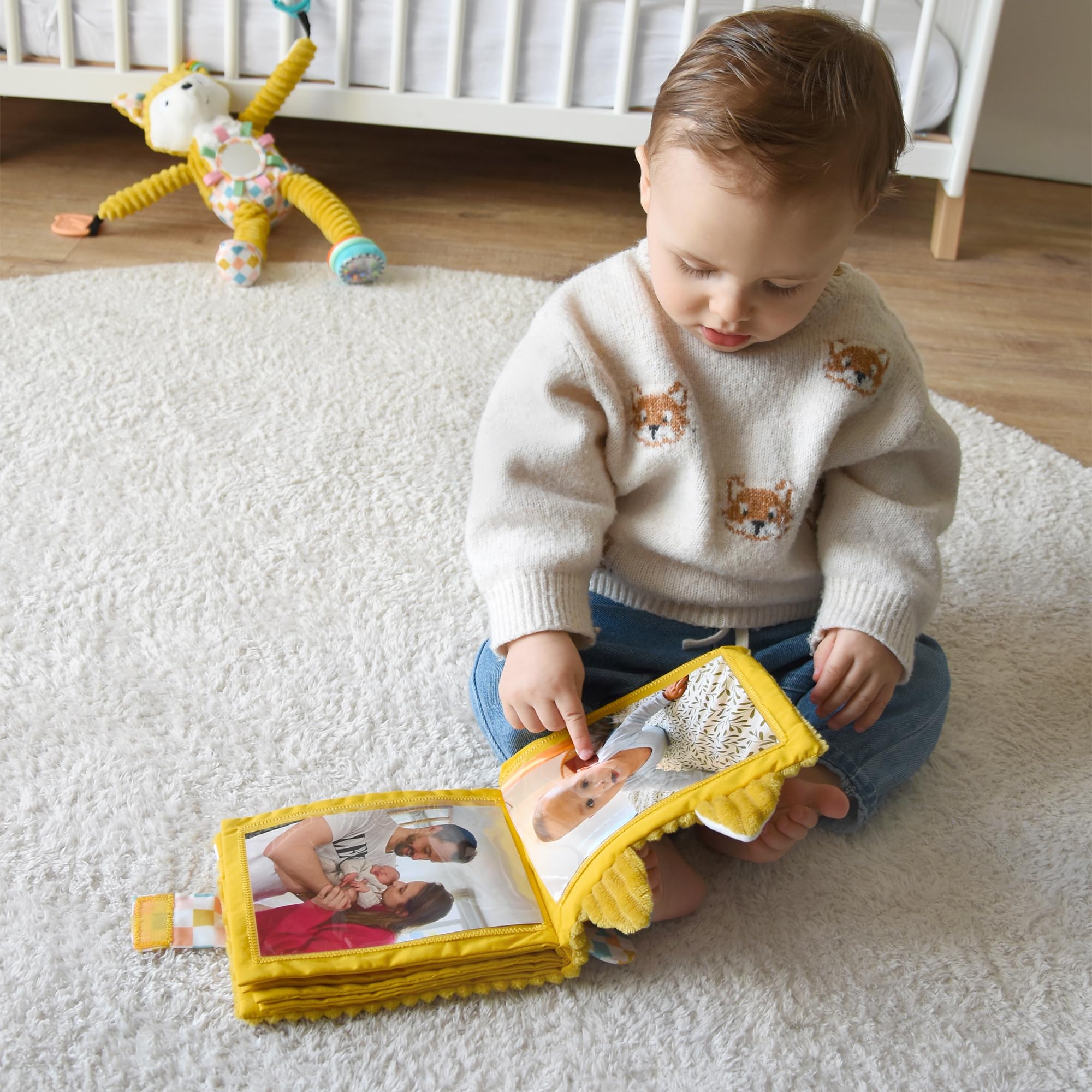 Les Déglingos - Fotoalbum Baby Cyranos der Fuchs – 10 Hüllen 10 x 15 cm – ideal für Krippe – Kindergarten – recycelte Füllung – Senfgelb
