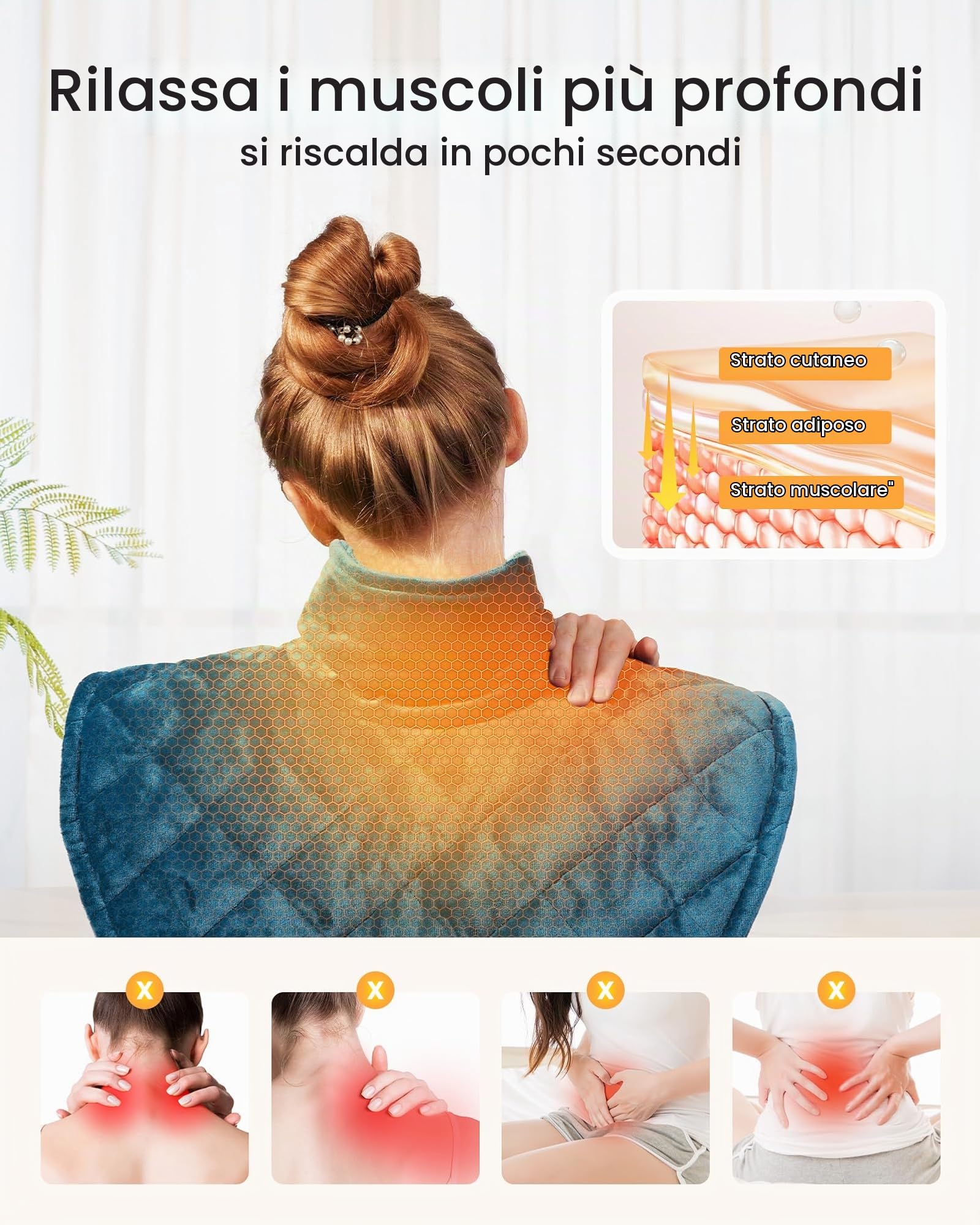 Cuscinetto Riscaldante Ponderato per Collo, Spalle e Schiena,1170G - Sollievo dal Dolore alla Schiena, Cuscinetto Riscaldante con 5 Impostazioni di Calore e 4 Timer con Spegnimento Automatico, Idee Re