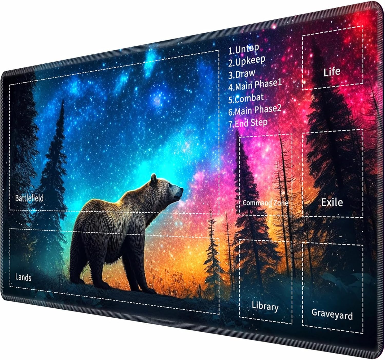 for MTG TCG Playmat,Game Play Mat for MTG TCG DTCG CCG RPG and Other Card Games/Mouse Pad 24 x 14 inches Trading Card Game Board Game with Zones and Non Slip Rubber Backing,Bear Forest