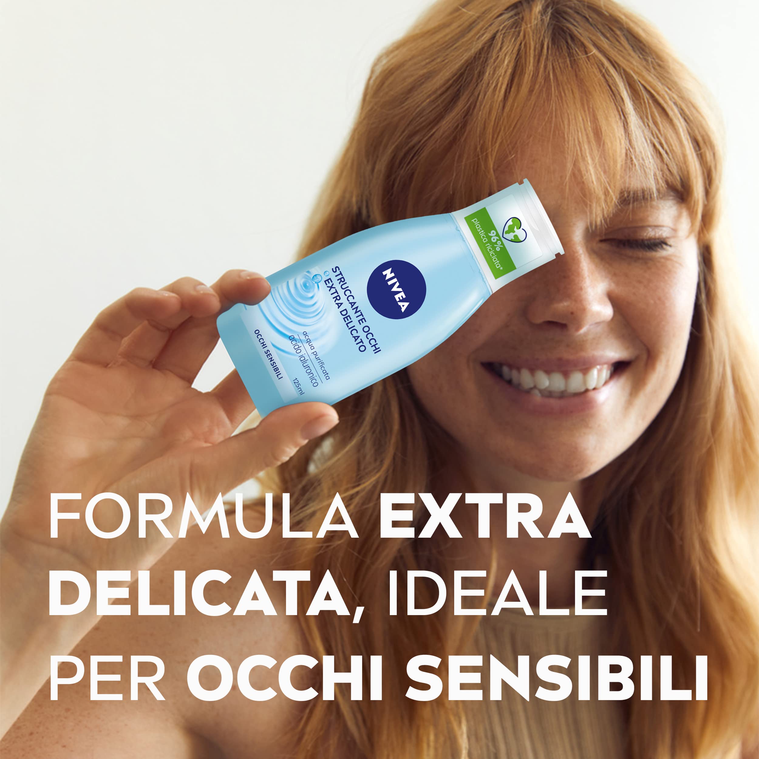 Nivea delikatny środek do demakijażu oczu w opakowaniu 6 x 125 ml, delikatny demakijaż do delikatnego usuwania śladów makijażu, zmywacza wrażliwych oczu