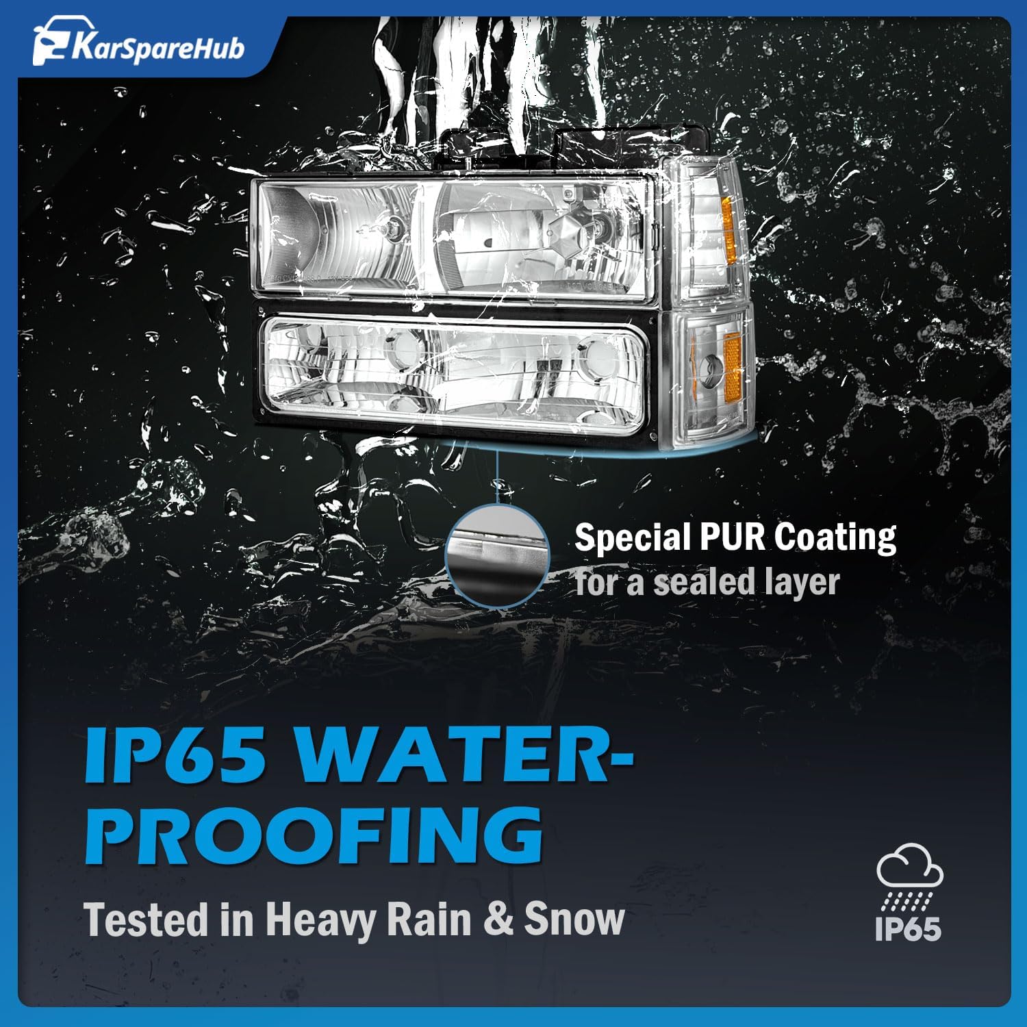 Headlights Assembly for 1994-1998 Chevy C10 Pickup Truck C/K 1500 2500 3500 Silverado Tahoe Suburban, 92-94 Blazer Driver & Passenger Side