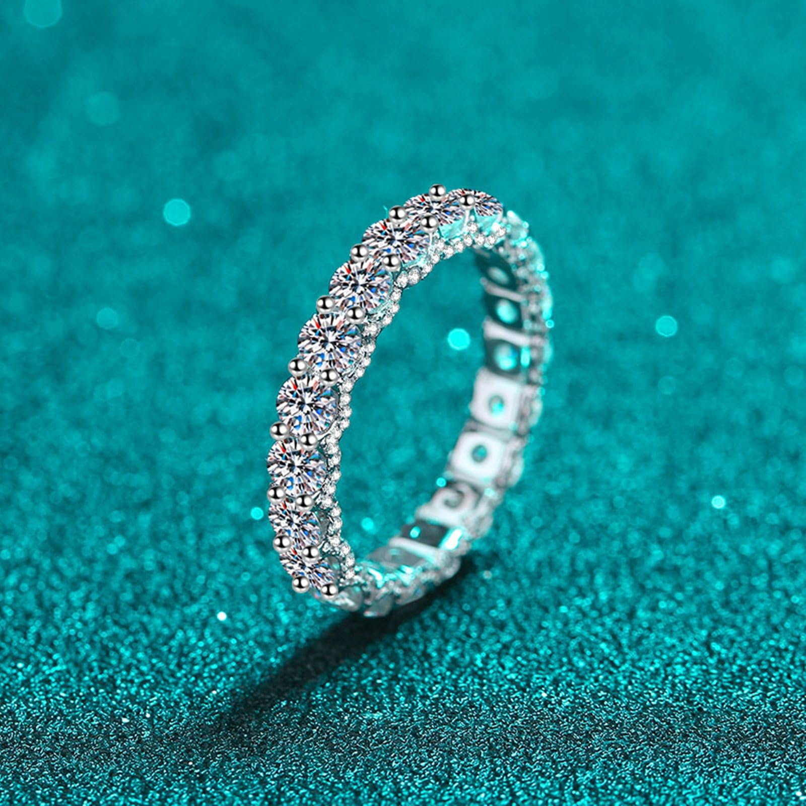 Pierścionek zaręczynowy 18K 2,1 ct biały okrągły diament hodowany laboratoryjnie pierścionek dla pary