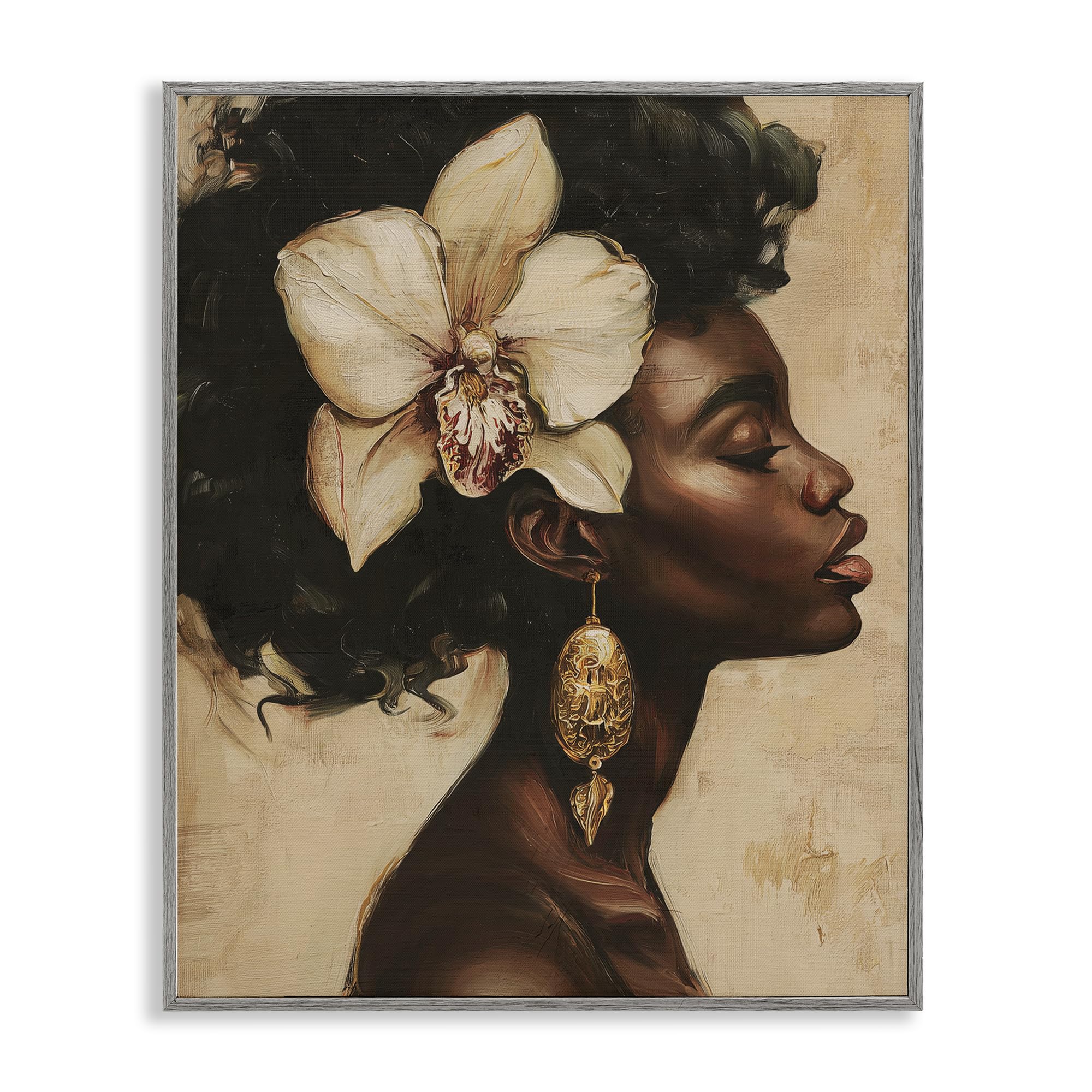 Stupell Industries Orchid Majesty Woman Portrait 'Orchid Majesty Portrait', Framed Giclee Art, Gray, 11 X 14 Inches, Easy To Hang And Sturdy, Made In Usa, By Svetlana Aleynikova