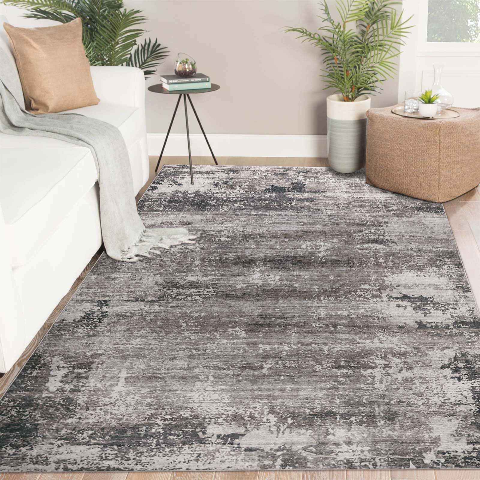 Famibay Teppich Wohnzimmer Waschbar Teppich Schlafzimmer Braun 160x230cm Wohnzimmerteppich Kurzflor Modern Abstrakt rutschfest für Esszimmer Küche Büro