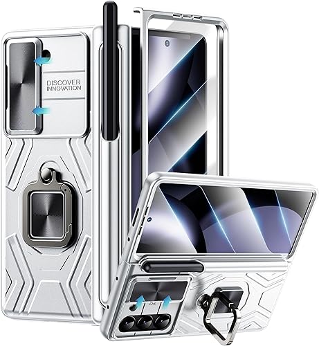 Miniatura 1 de WSKEN Funda para Samsung Galaxy Z Fold 5 con soporte para S Pen protección de bisagra cubierta de cámara deslizante soporte magnético de anillo de