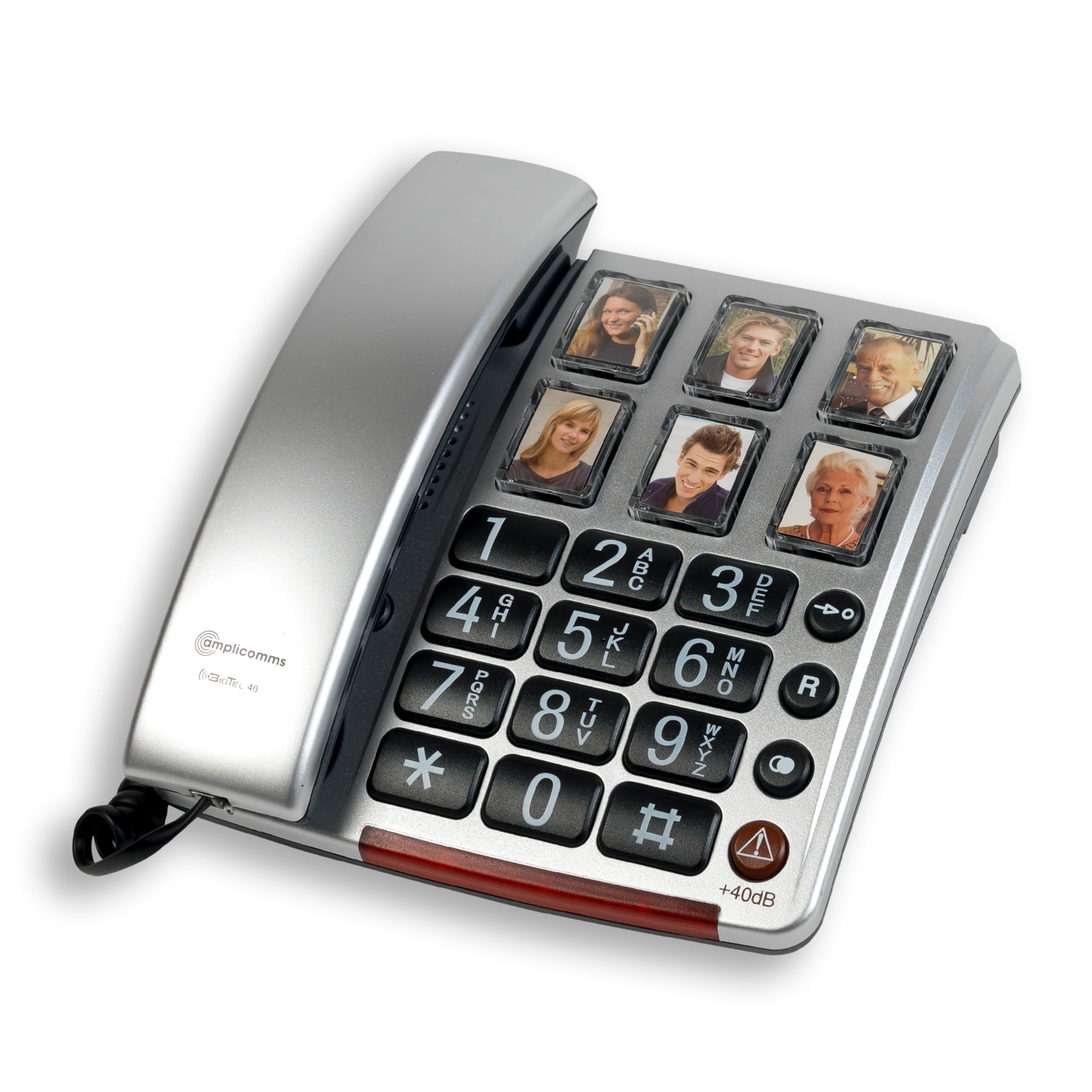 Amplicomms Bigtel 40 - Big Button Phone for Elderly - Loud Sound Phones for Hard Hearing Aid Compatible Phones - Corded Big Number Telephone