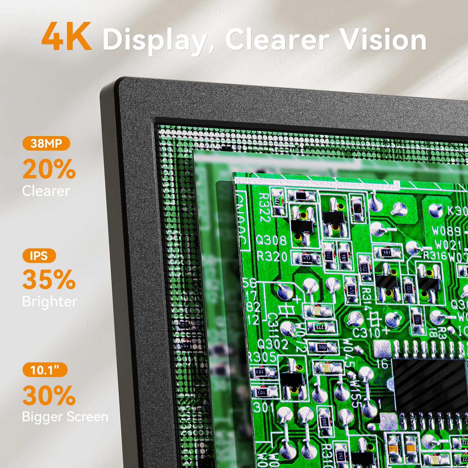 Elikliv 4K Magnetisches 3-Linsen Mikroskop: TL301 Max Münzmikroskop mit 10,1" IPS Display, Digitalmikroskop für Erwachsene, Seitenlichter, 10" Ständer, PC/TV-kompatibel, 64 GB