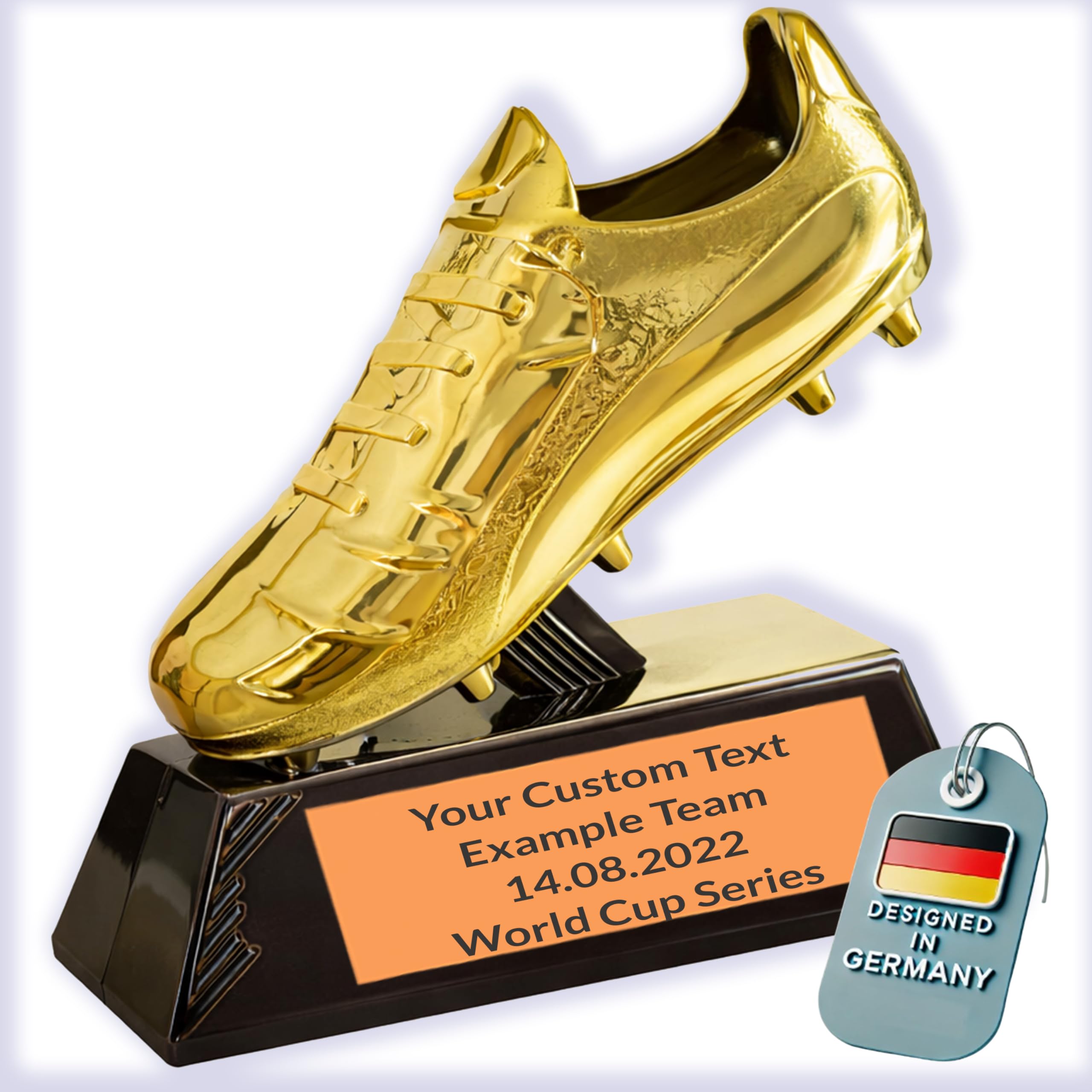 Larius Gold Football Boot Trophy (13.5 cm / 5.3'', 212 g) – Football Award with Optional Engraving – Top Scorer, MVP & Tournament Winner Trophy – S2 (M, Without Desired Text)