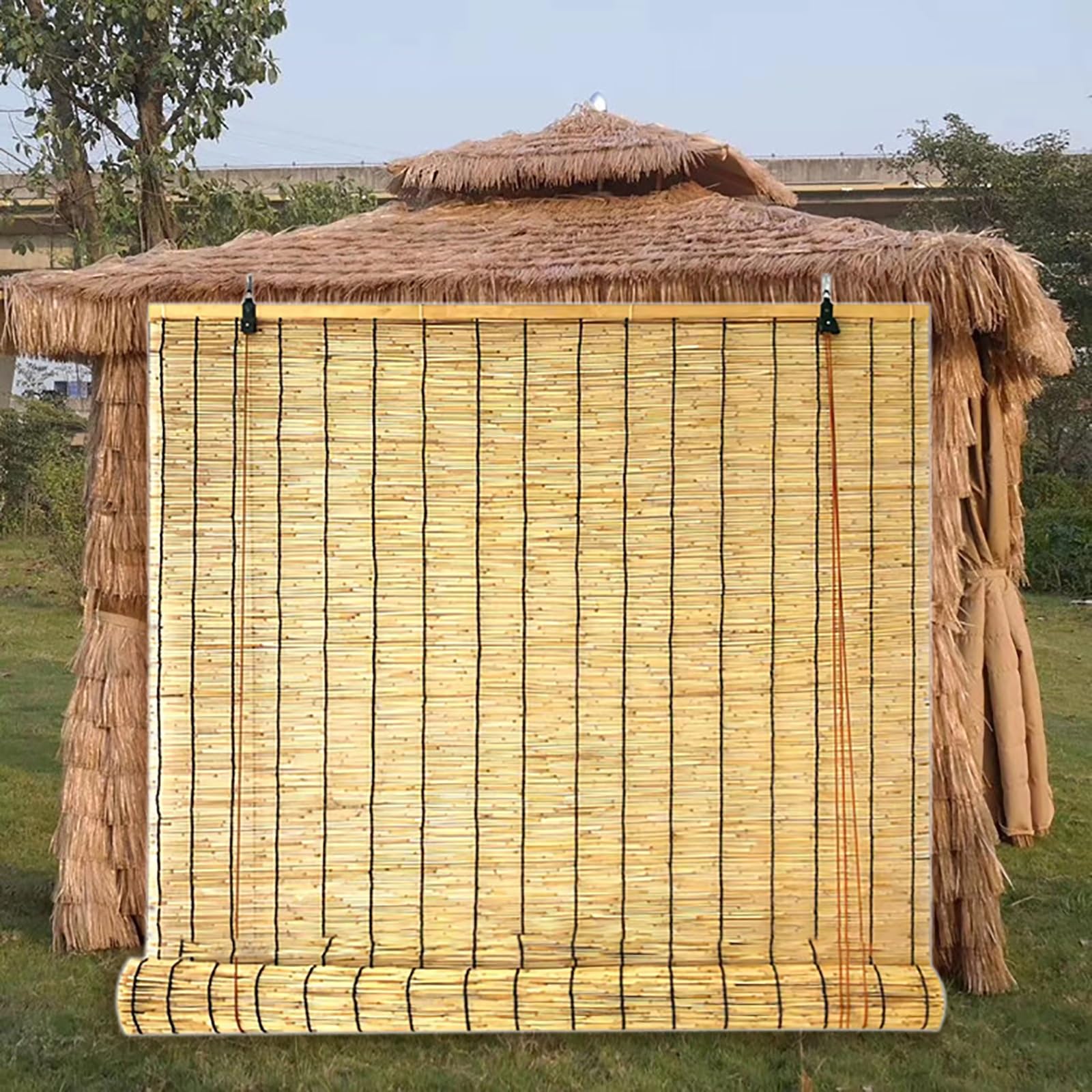 Tapparelle In Reed con Sollevatore Avvolgibile Tende In Bambu da Esterno con Accessori Facile da Installare Trazione Laterale per Interni Oscuranti Adatto Alle Finestre/Porte ( Size : 45x63in (WxH) )