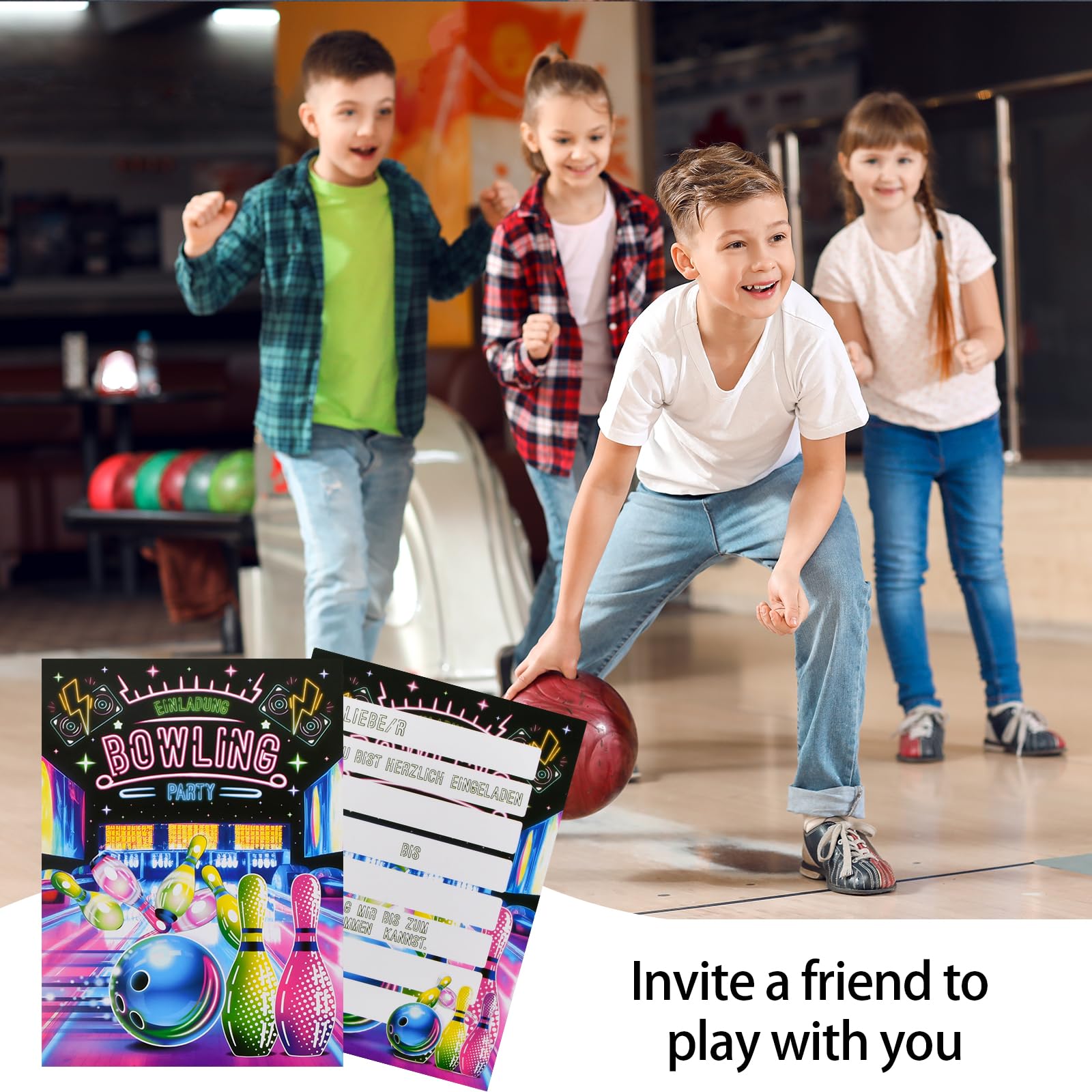 Set 12 Inviti Compleanno 11 Anni Bowling – Con Buste, Sacchetti, Adesivi E Segnalibri – Prodotto In Germania - 2