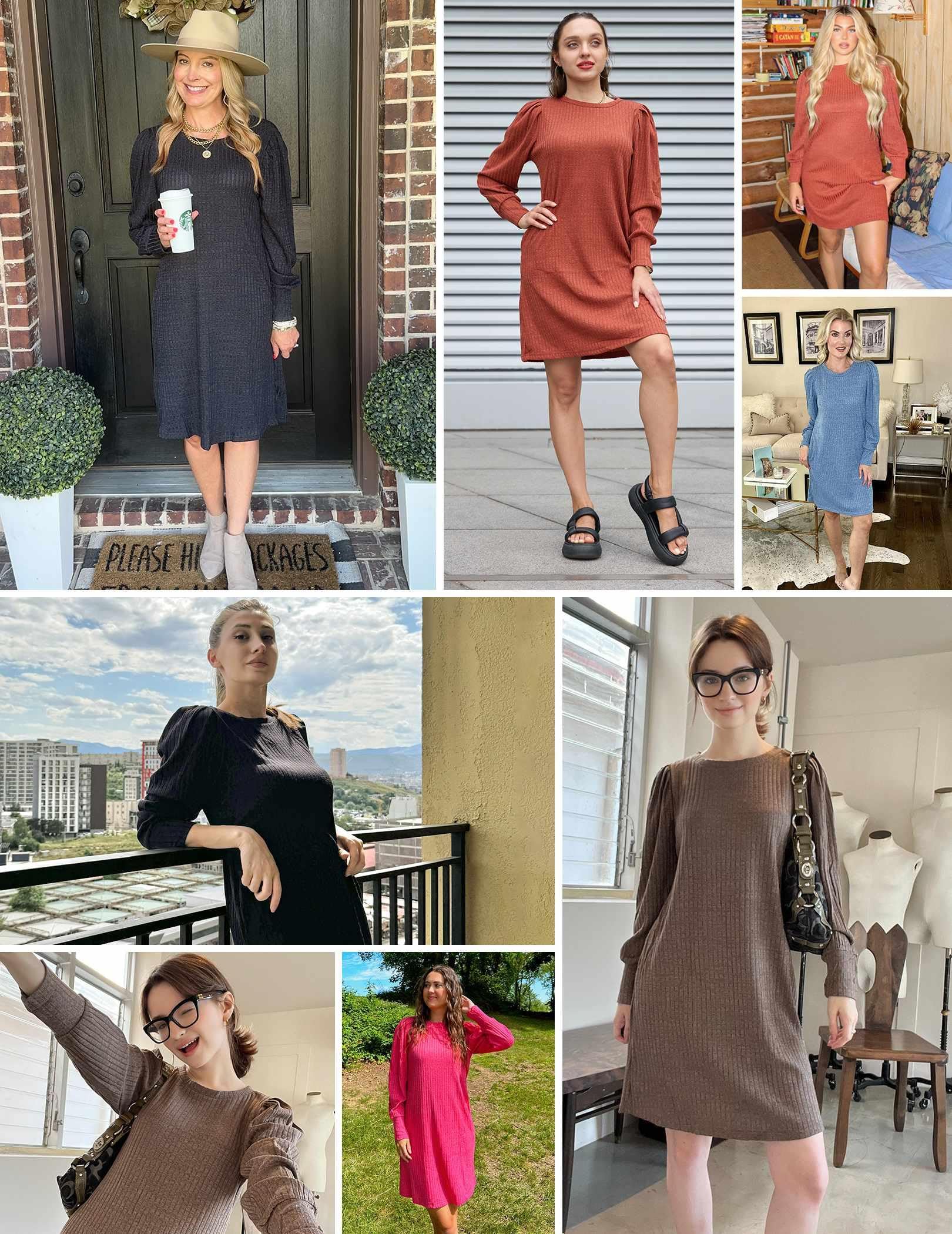 Zeagoo Robe d'automne et d'hiver en tricot pour femme