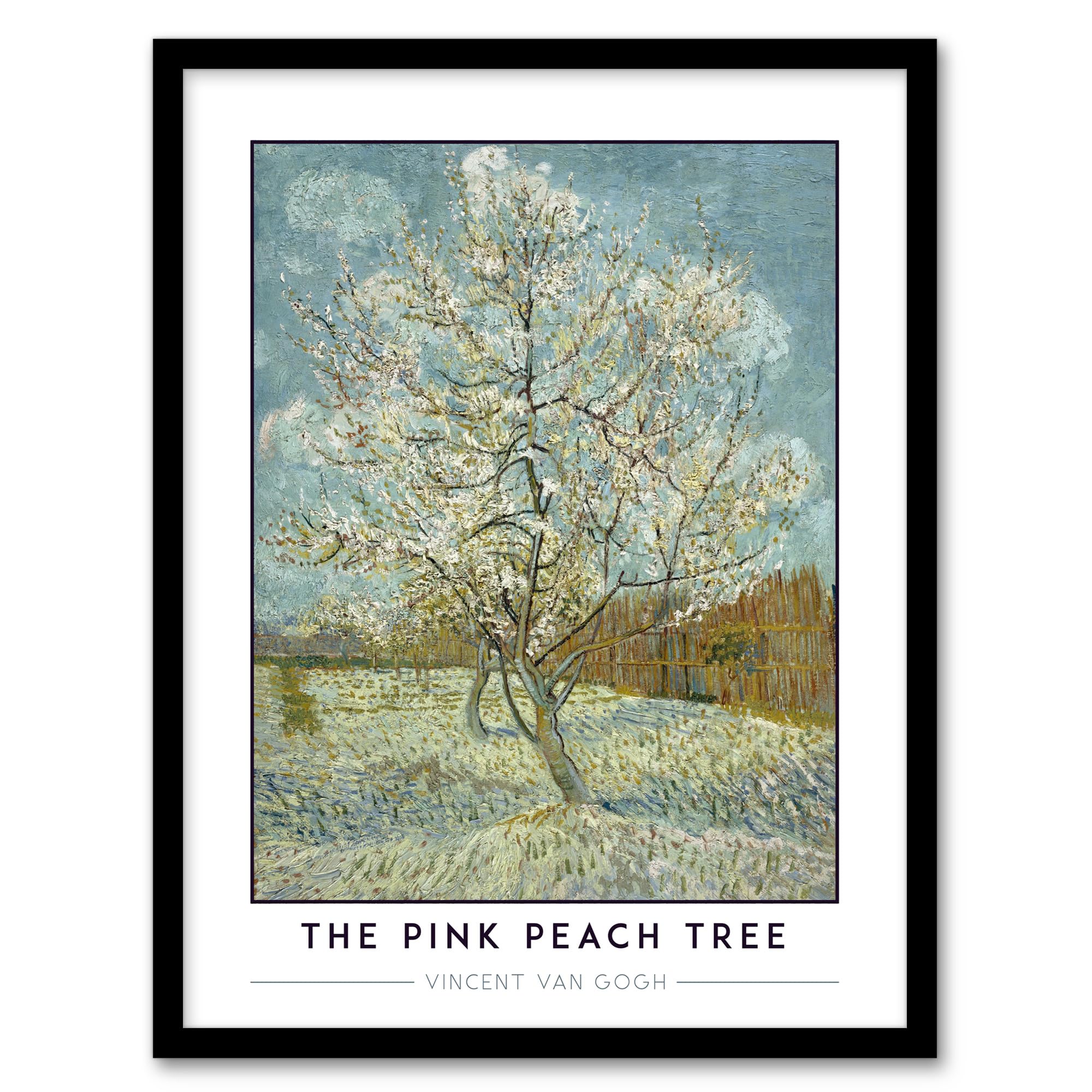 Artery8 Van Gogh The Pink Peach Tree Souvenir de Mauve Living Room Artwork Framed Wall Art Print 18X24 Inch
