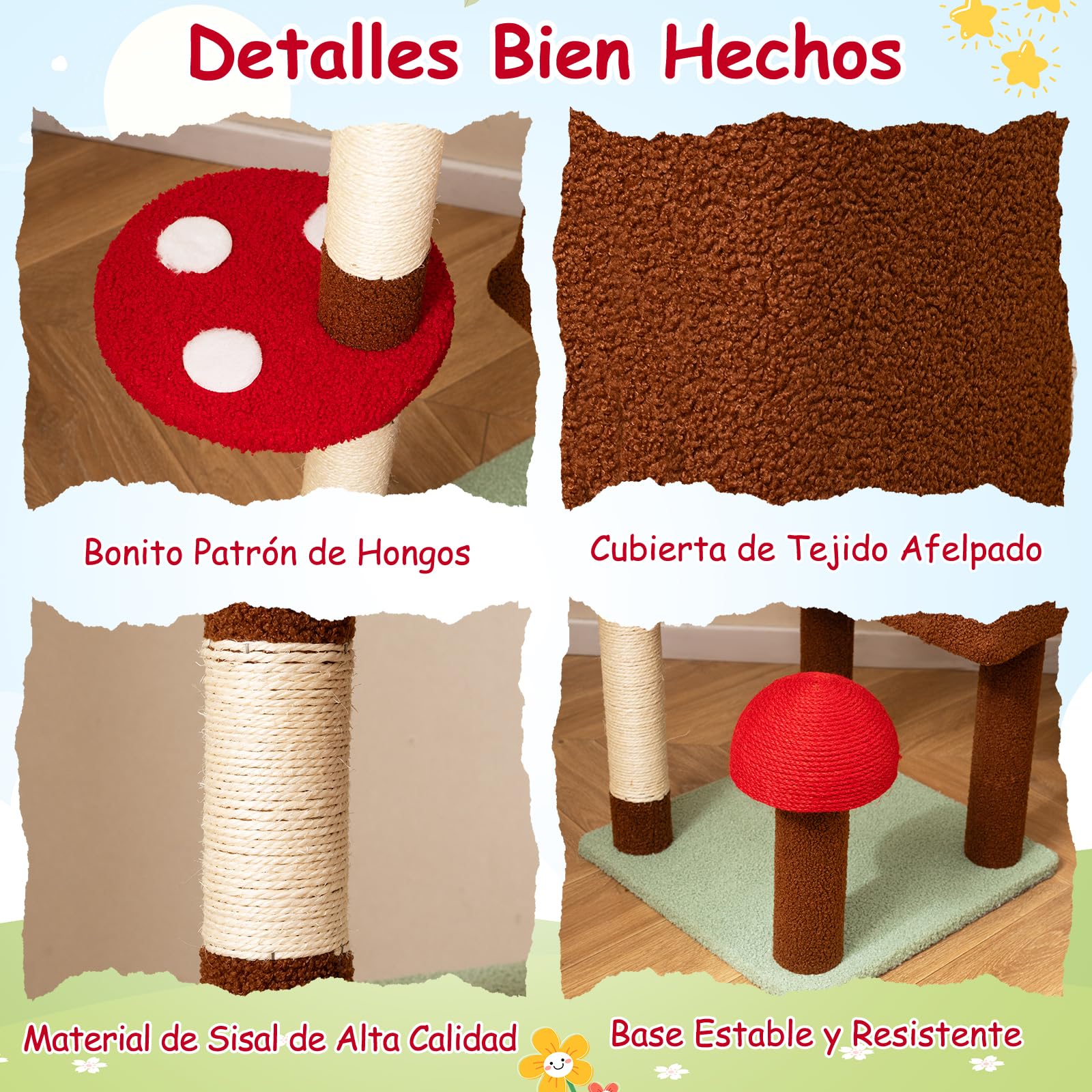 COSTWAY Árbol Rascador para Gatos de Suelo a Techo, Torre Rascador Alta para Gatos, Ajustable de 207-277 cm, con Condo y Hamaca, Cesta Colgante, Postes para Rascar de Sisal, 2 Pelotas con Resorte