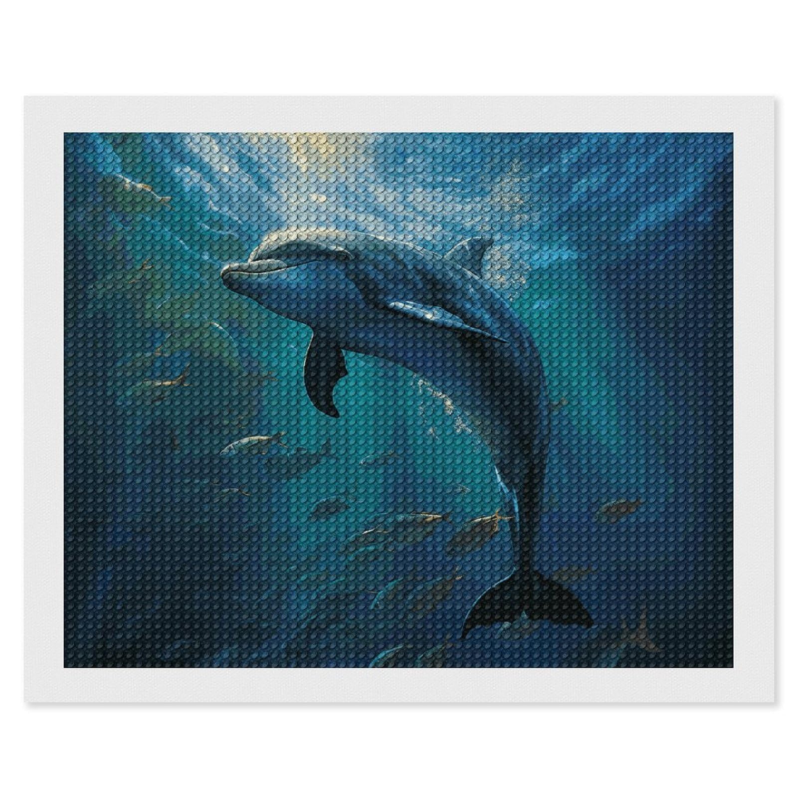 Dolphin in The Deep Ocean Diamond Art Kits for Adults, DIY 5D Diamonds Painting Kits for Beginner, Round Full Drill Diamond Dots Painting, 16"x20" Diamonds Pictures Gem Art and Crafts Wall Decor