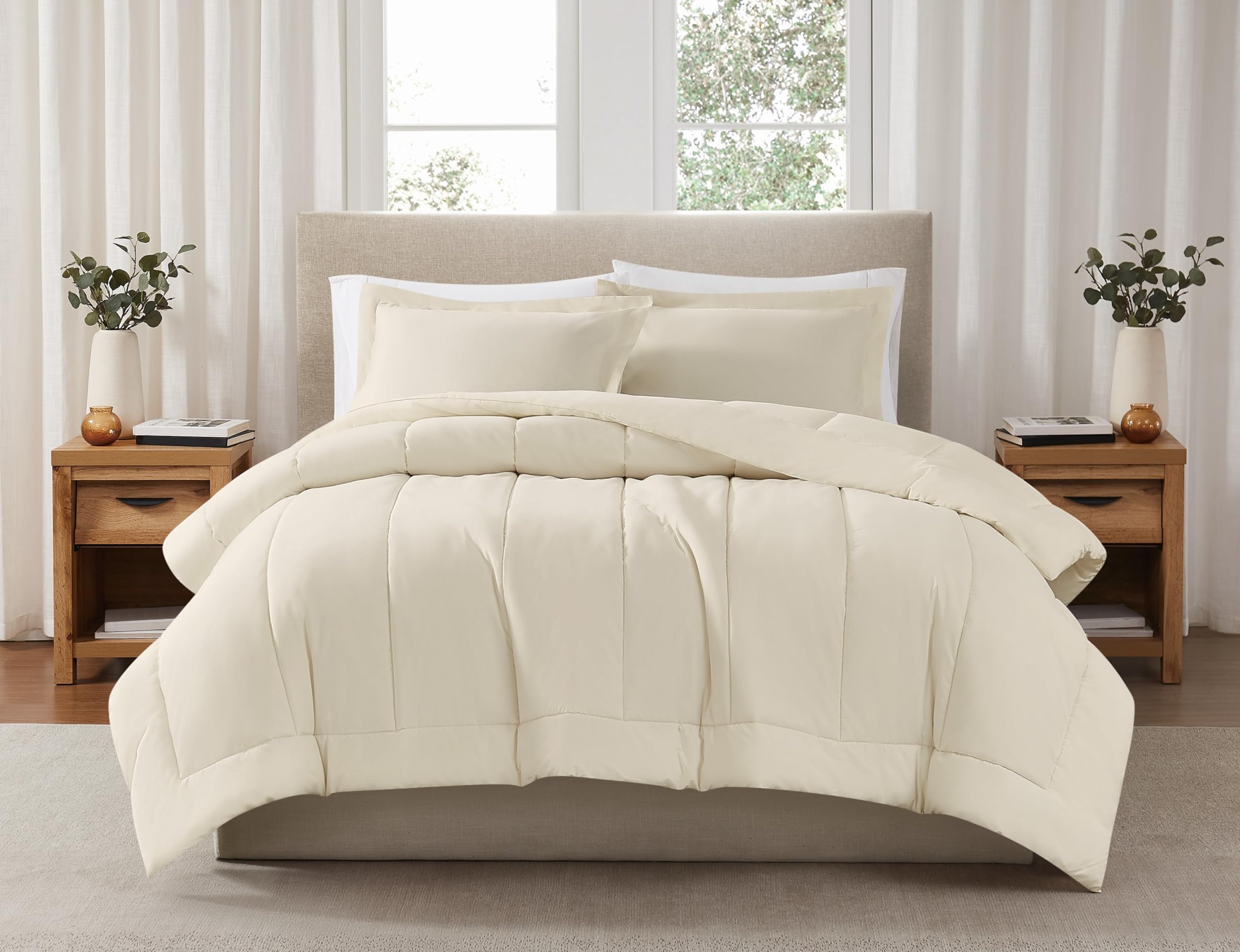 Brooklyn Loom Solid Cotton Percale Chalk Twin/Twin XL 2 Piece Comforter Set