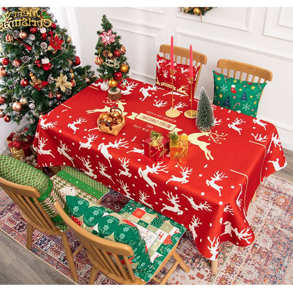 Amazon｜クリスマステーブルクロス装飾 テーブルクリスマス 飾り zjp