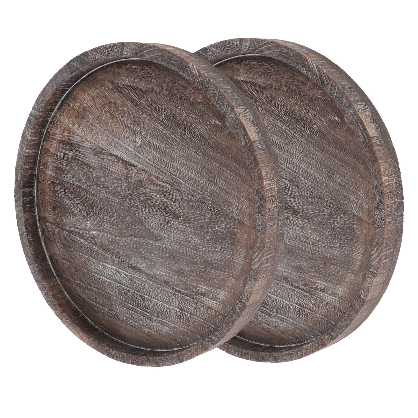 Bandeja Decorativa de Madera Redonda, 2 Piezas, para Servir