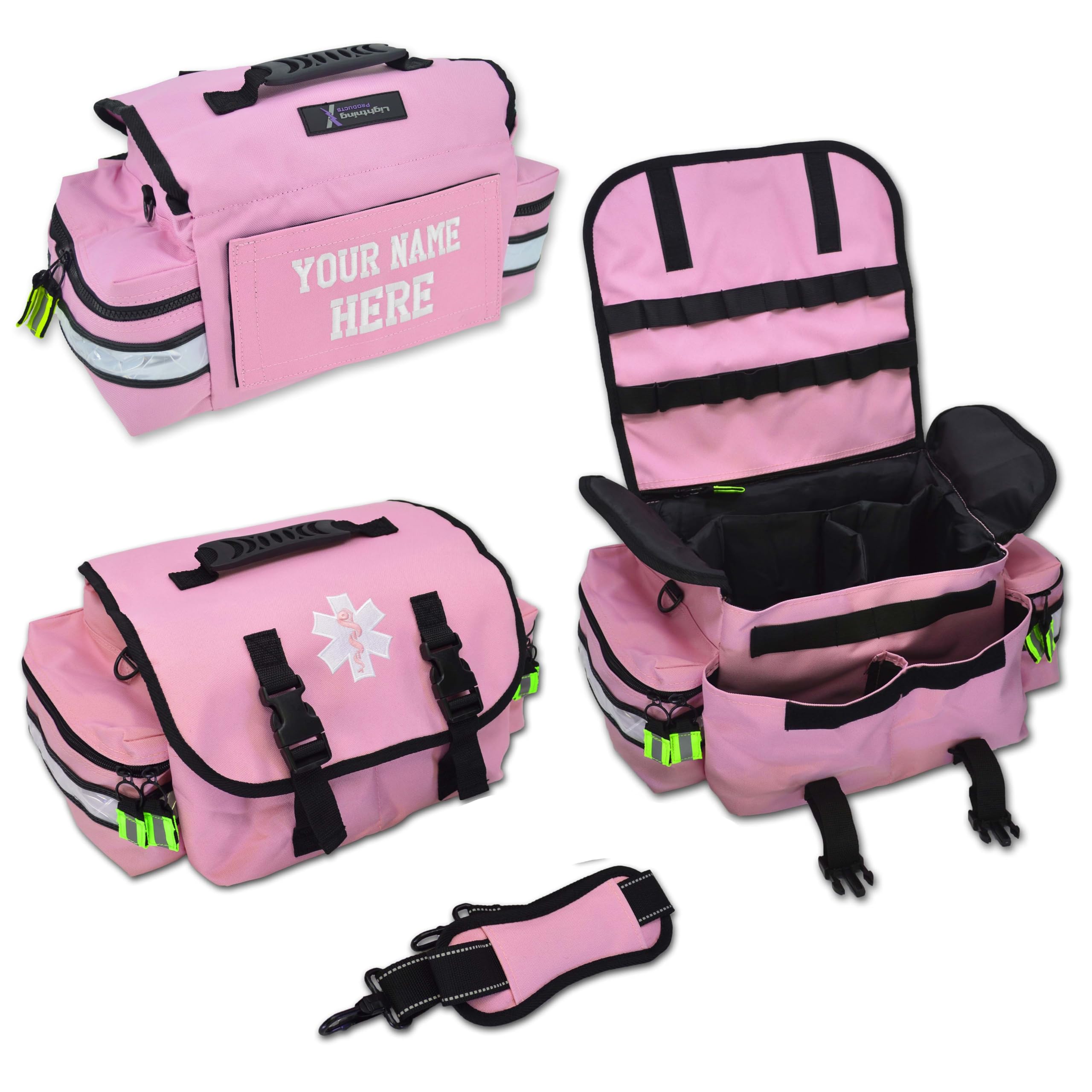 Lightning X Customizable Small Medic First Responder EMT Trauma Bag w/Embroidered Name Patch - PINK