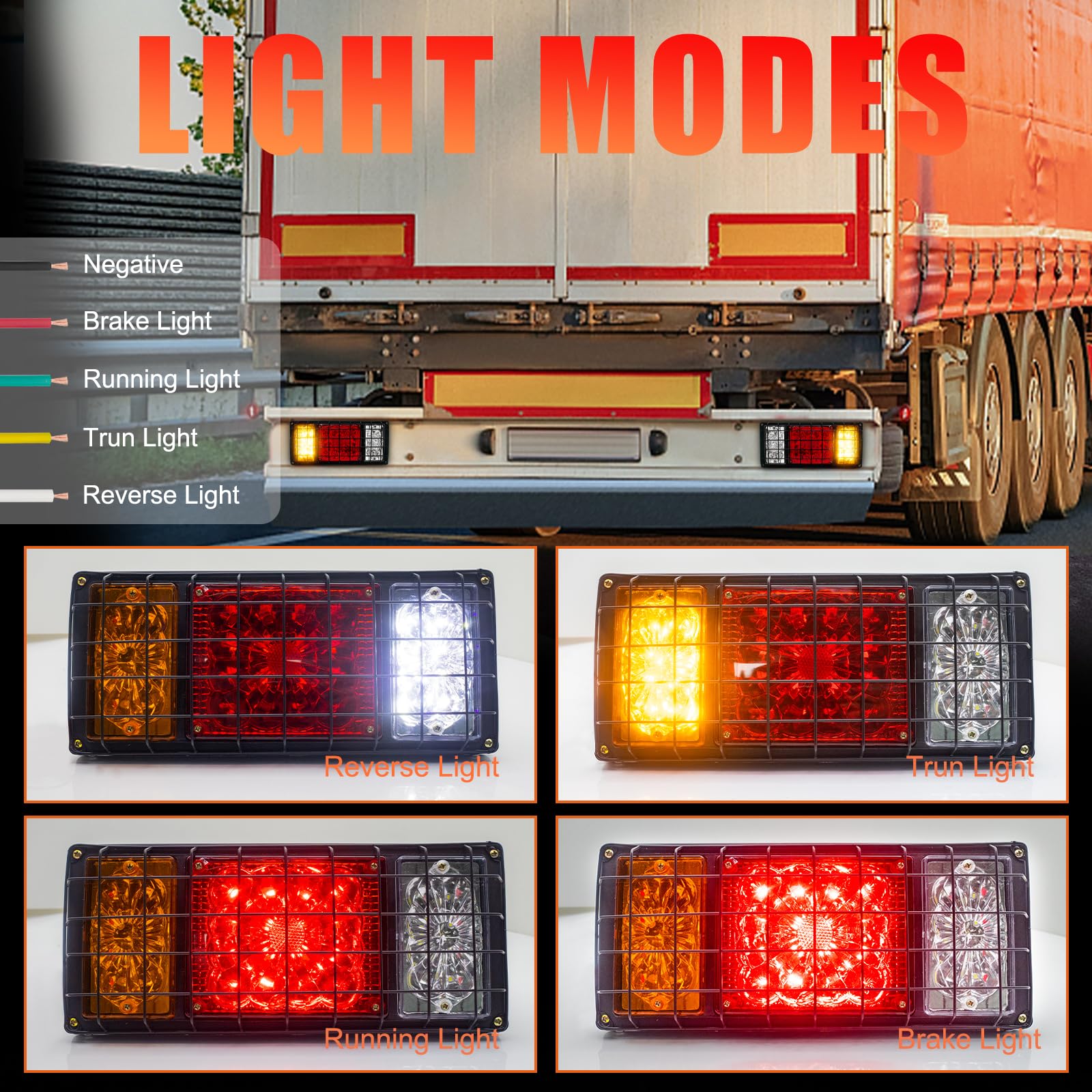 Riloer Luci di stop 2PCS - Luci posteriori posteriori - Indicatori luminosi impermeabili per rimorchio per camion caravan con 6 LED funzione 36