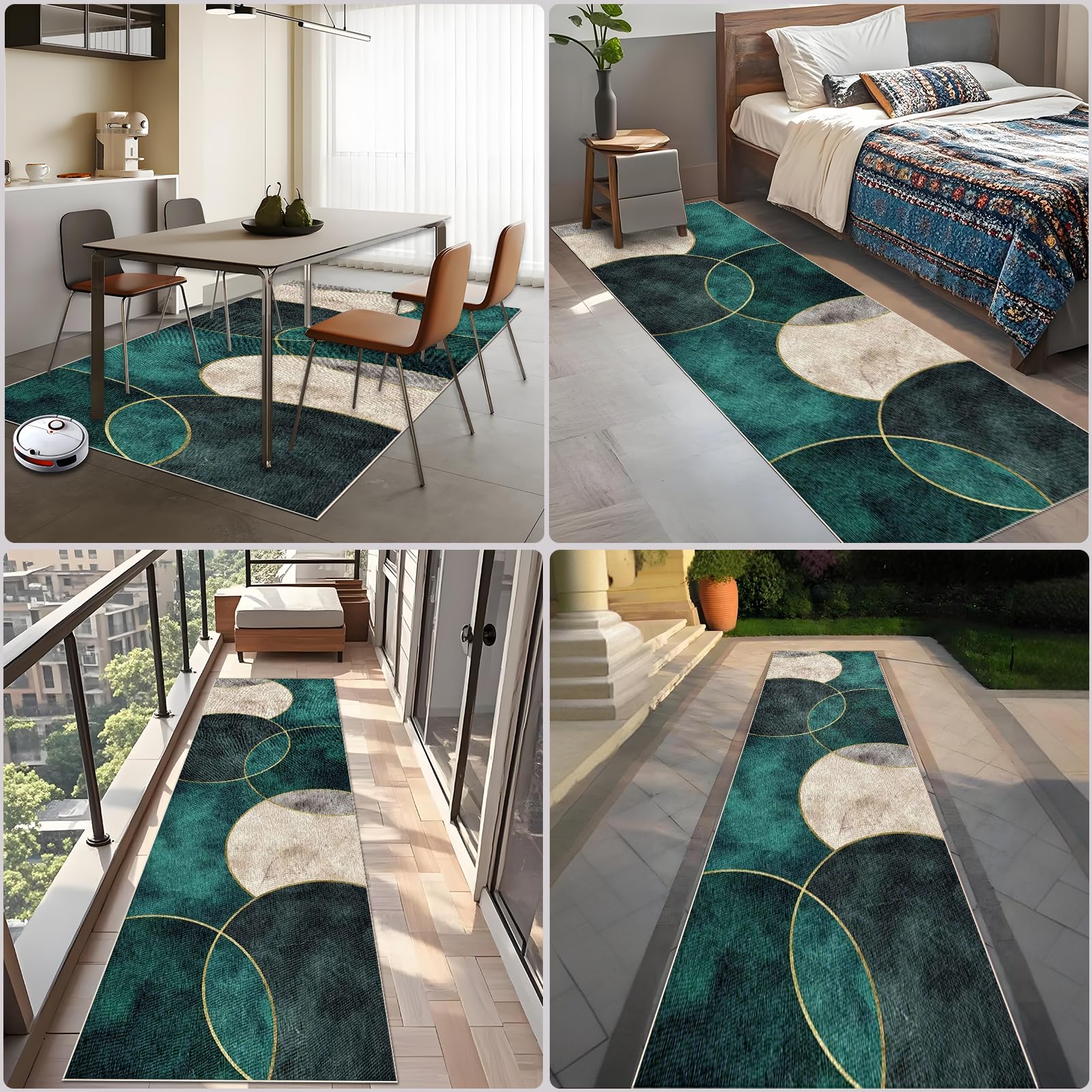 Läufer Teppich 120 x 450 cm Teppich Läufer rutschfest Läufer Teppichläufer Küchenläufer Küche Teppich für Flur Küchenmatte für Küche Esszimmer Waschküche