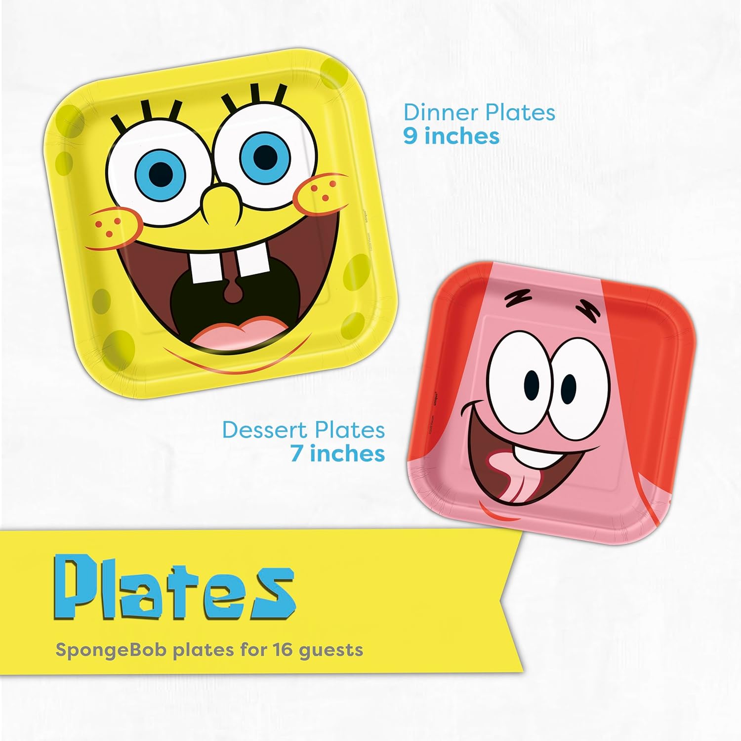 SpongeBob Plates and Napkins | SpongeBob Birthday Decorations for Party | Dinner and Dessert Plates and Napkins for 16 | Officially Licensed - Image 3