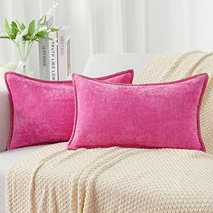 decorUhome Chenille Soft Throw Pillow Covers 12x20 Set of 2