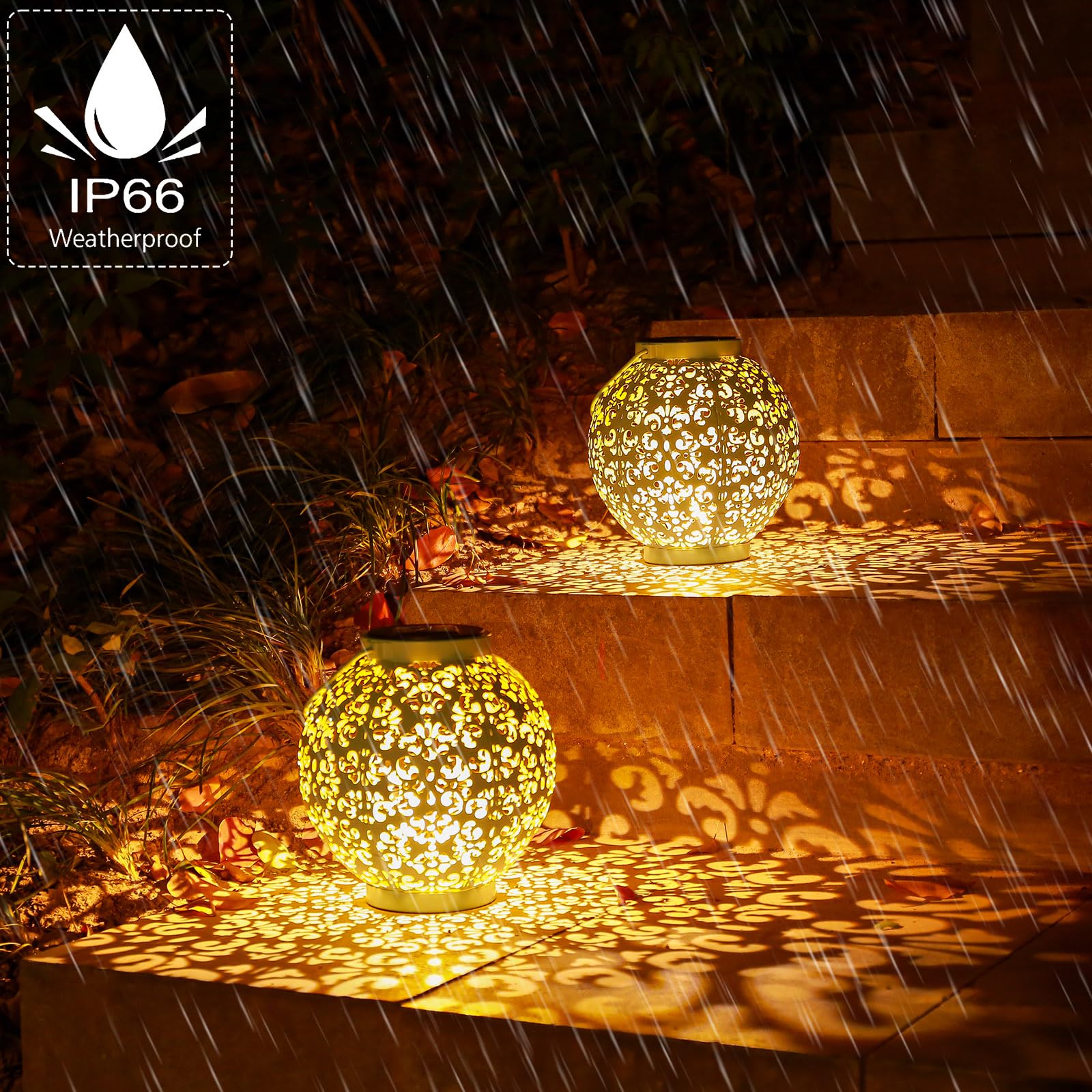 Lot De 2 Lanternes Solaires D'extérieur En Métal Rétro à Suspendre Avec Poignée - Lanternes Solaires D'extérieur étanches Pour Cour, Arbre, Jardin, Allée, Table De Jardin, Décoration De Fête (bleu