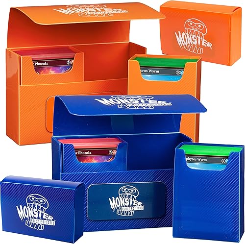 Monster Protectors Juego de 2 cajas magnéticas de doble baraja - Cada caja tiene capacidad para 2 cubiertas completas con funda TCG (150 cartas) -