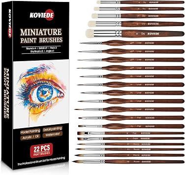 Miniature Paint Brushes Set 22PCS Paint Brush Drybrush for Acrylic, Oil, Watercolor, Model Painting, Paint by Numbers & Crafts
