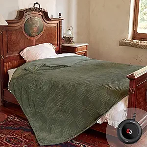 Electric Blanket Full Size 72''X84'' - Heated Blanket with Single Control Fast Heating 6 Heating Levels & 10 Hours Auto Off,ETL Certified Machine Washable (Gray Green)