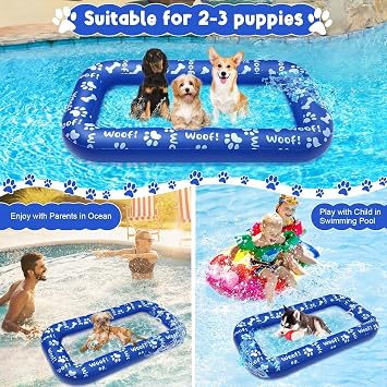 Dog Float for Pool Pets Float Raft Dogs Paddling Pool Floats Inflatable Dog Floats for Pool Large Pet Swimming Pool Floats Toys for Small Medium Large Dogs Puncture Proof