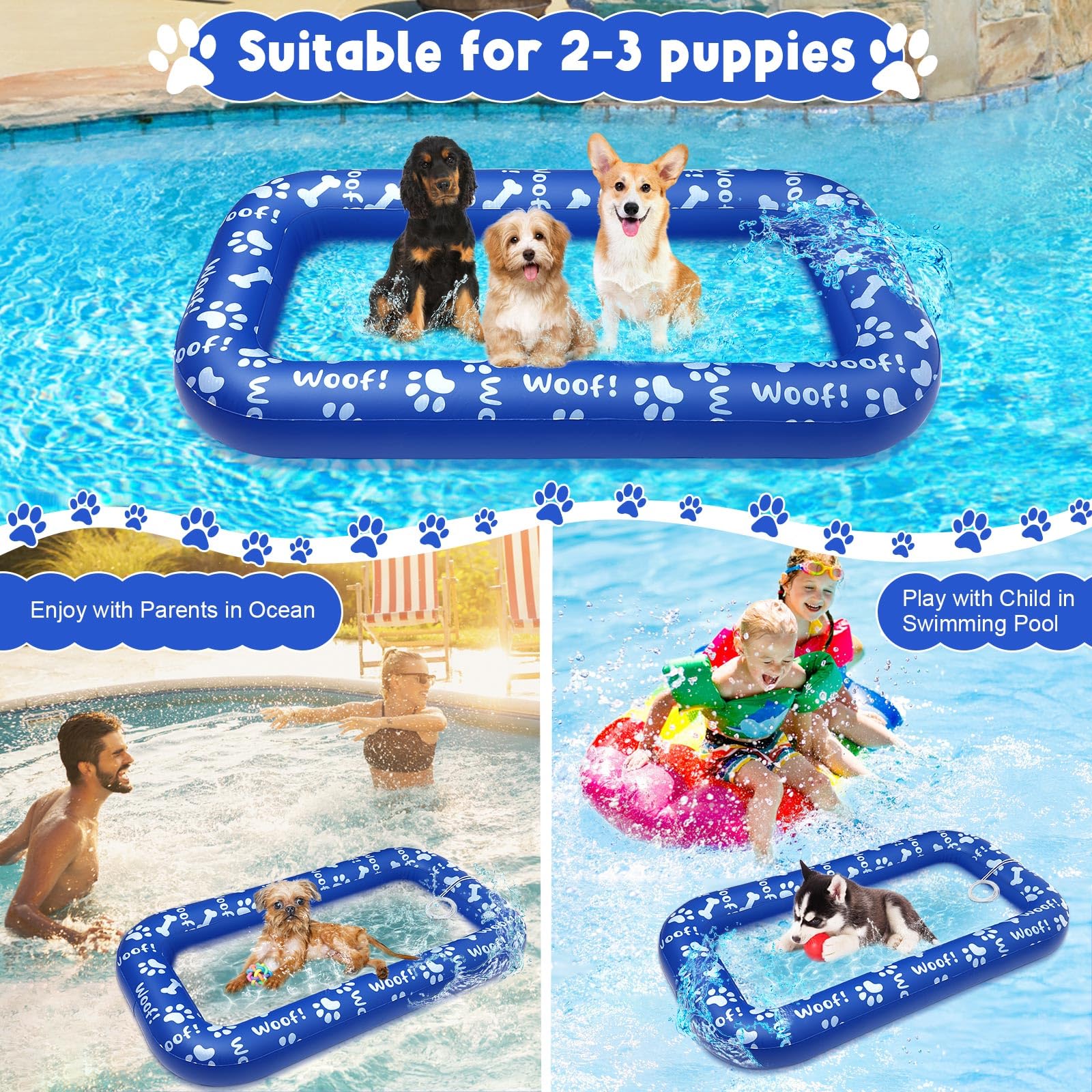 Hund Schwimmendes Floß Aufblasbares Schwimmendes Floß für Haustiere Hund Wasserspielzeug Schwimmfloß für Haustiere Schwimmende Hundeliege Haustier Luftmatratze Schwimmbad Strand Spielzeug