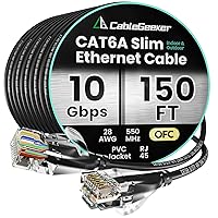 Vista 81 de Cable Ethernet Cat 6 de 30 pies, para interiores y exteriores, cable de red plano de Internet de alta velocidad de 10 Gbps, cable de conexión Negro