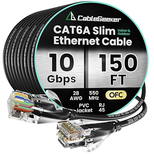 Miniatura 80 de Cable Ethernet Cat 6 de 30 pies, para interiores y exteriores, cable de red plano de Internet de alta velocidad de 10 Gbps, cable de conexión Blanco
