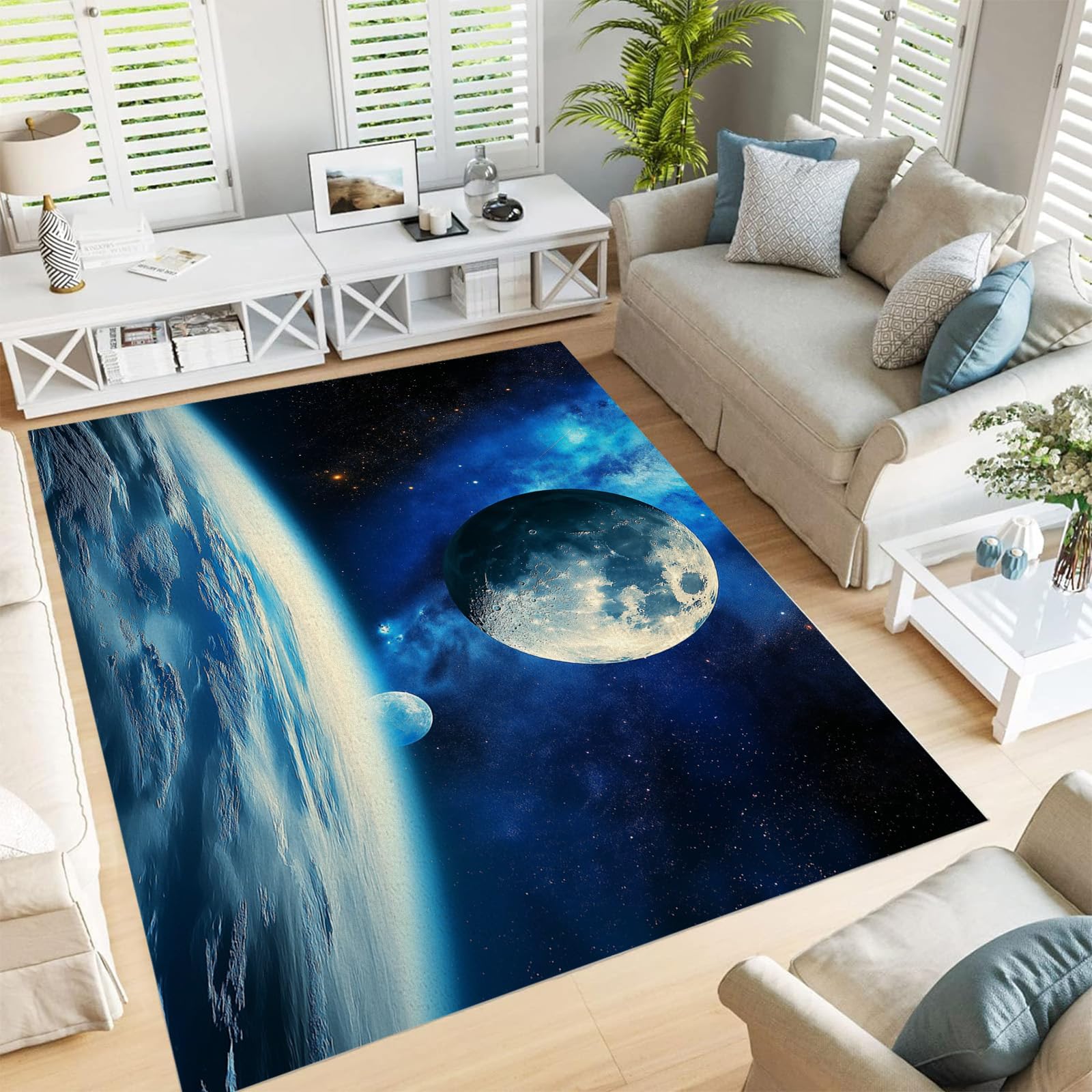 Alfombras de galaxia azul infantiles GDJSMIN antideslizantes para salon y habitacion 180x270 cm