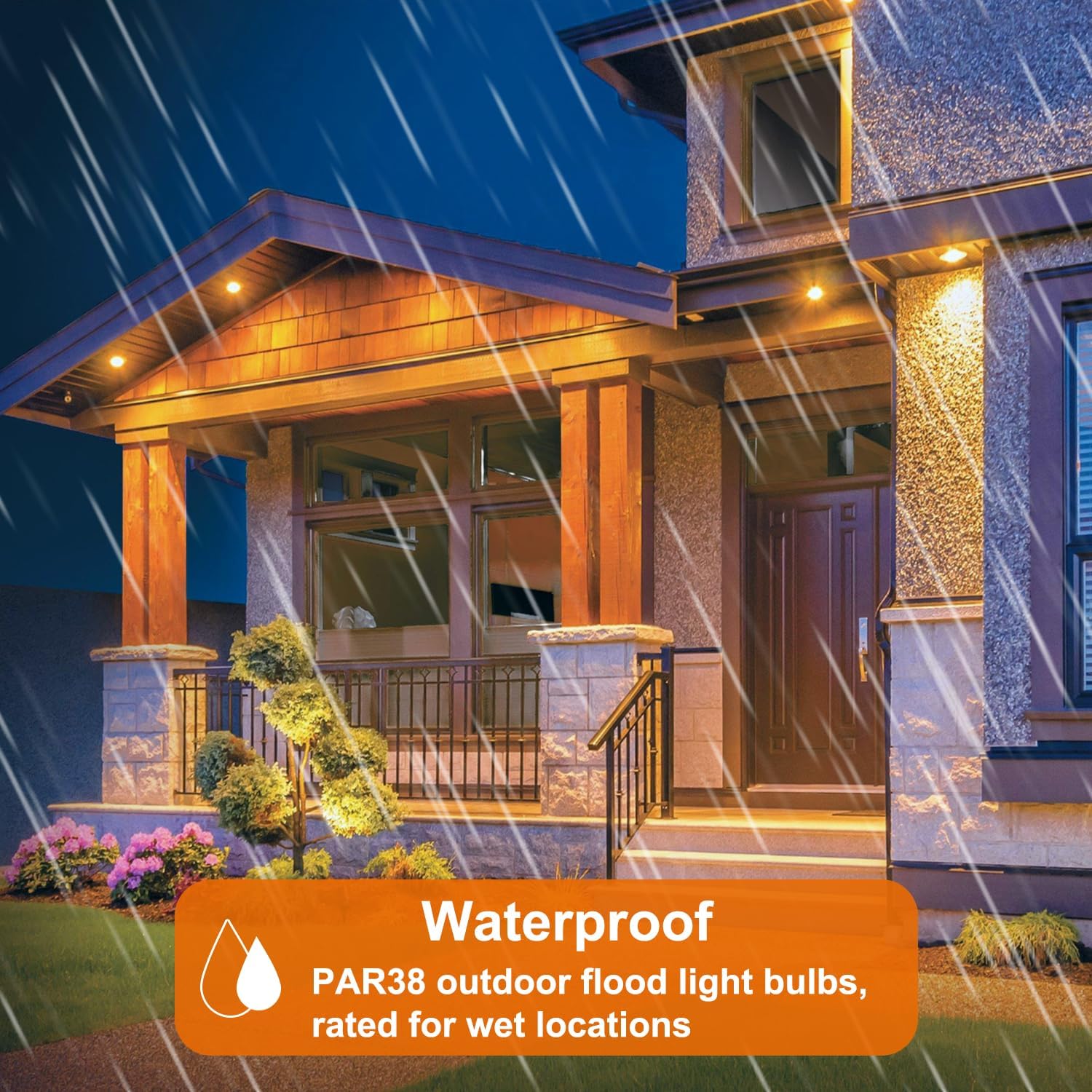 Vinaco PAR38 LED Flood Light Bulbs, 4 Pack 1300LM PAR38 Outdoor Flood Light Bulbs 15W, Equivalent 150W, 3000K Warm White Dimmable Waterproof No Flicker PAR 38 Bulb 120V, E26 Base for Indoor & Outdoor