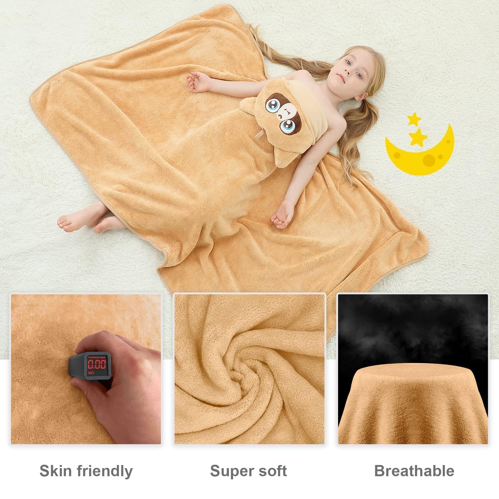 MICHLEY - Toalla de bebé unisex con capucha de dibujos animados, suave de alta calidad para natación de 80 cm x 133 cm para 0-9 T (Raccoon)