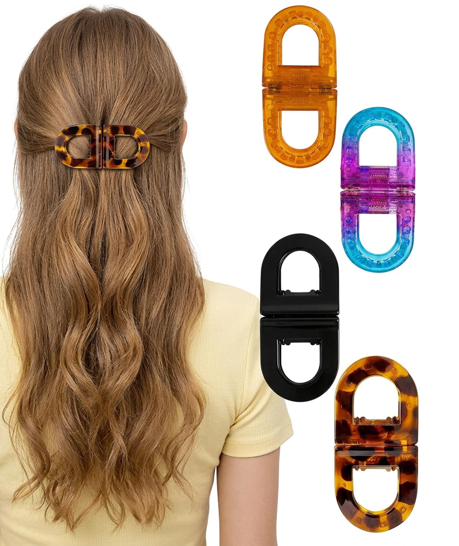 4Pcs Magnetic Hair Clips for Women, Magnetic Clips for Hair, Styling, Secure Hold During Activities, Suitable for Daily Use and Professional Salon, Available in Amber Leopard Orange Purple Black-image-33