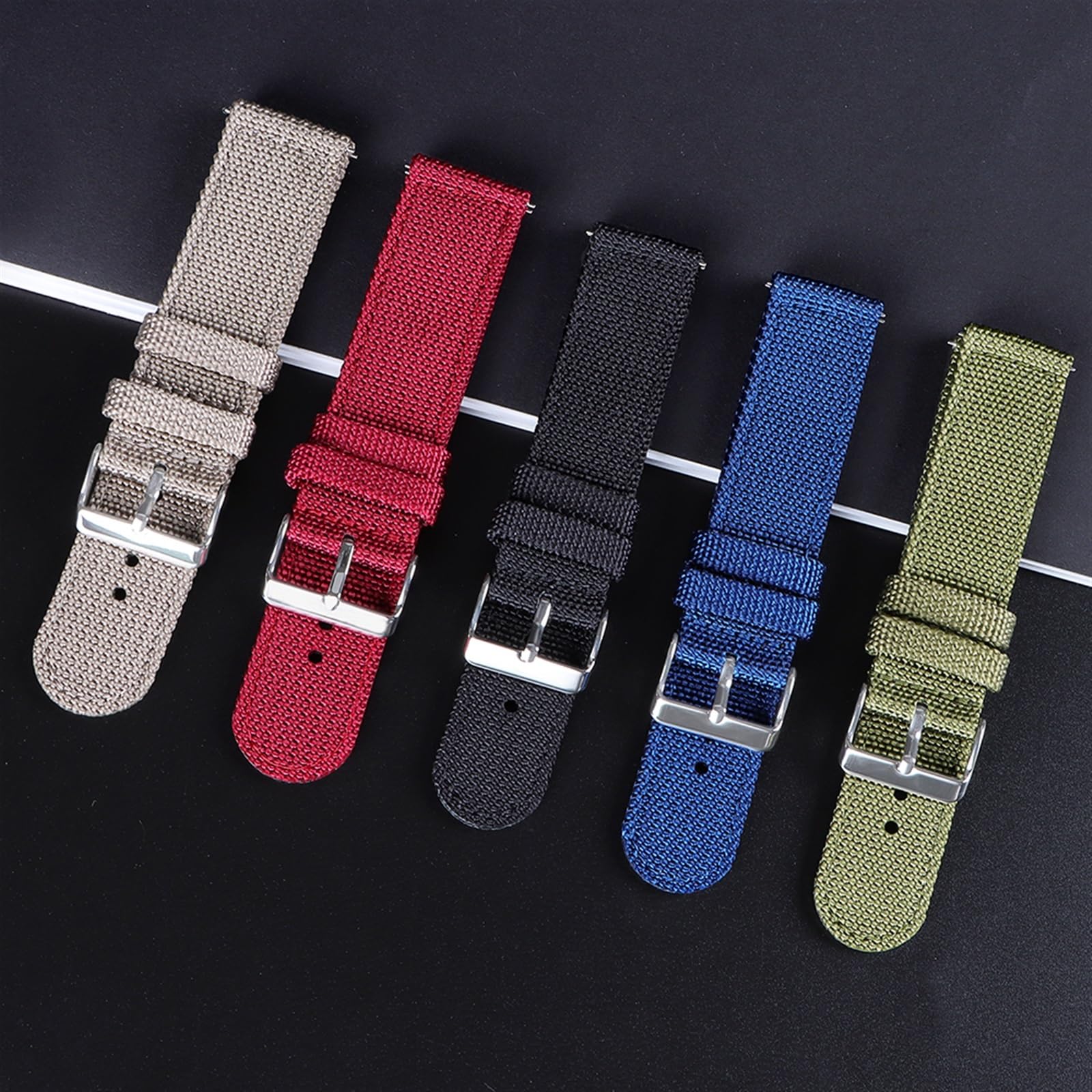 HABITZ 18mm 20mm 22mm 24mm Nylon Canvas Watch Band Woven Soft Belt Bracelet Universel Compatible WithMen Women Sport Quick Release Wrist Band (Color : Black-Rose Gold, Size : 20mm)
