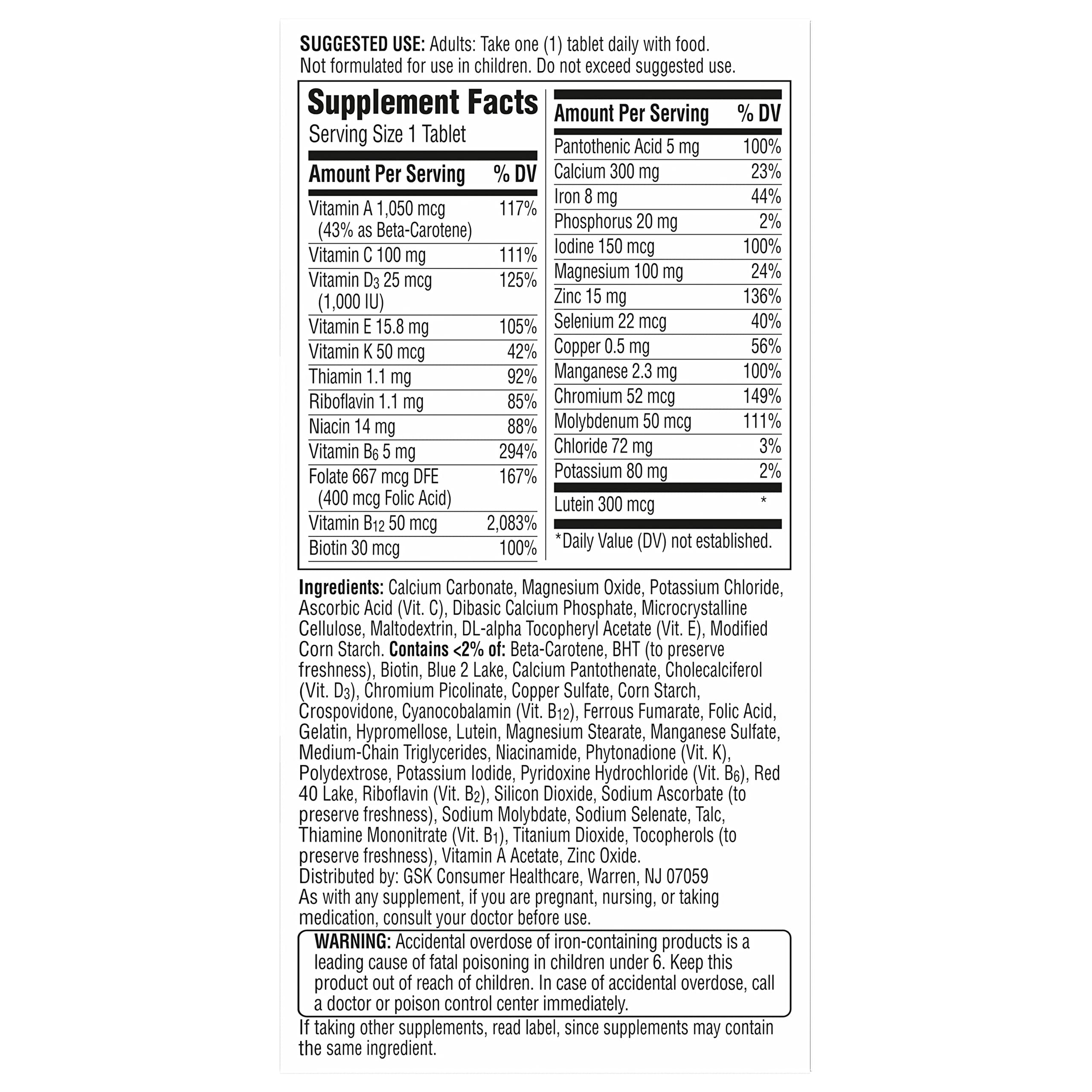 Centrum Silver Women's Multivitamin for Women 50 Plus, Multivitamin/Multimineral Supplement with Vitamin D3, B Vitamins, Non-GMO Ingredients, Supports memory and cognition in older adults - 65 Ct