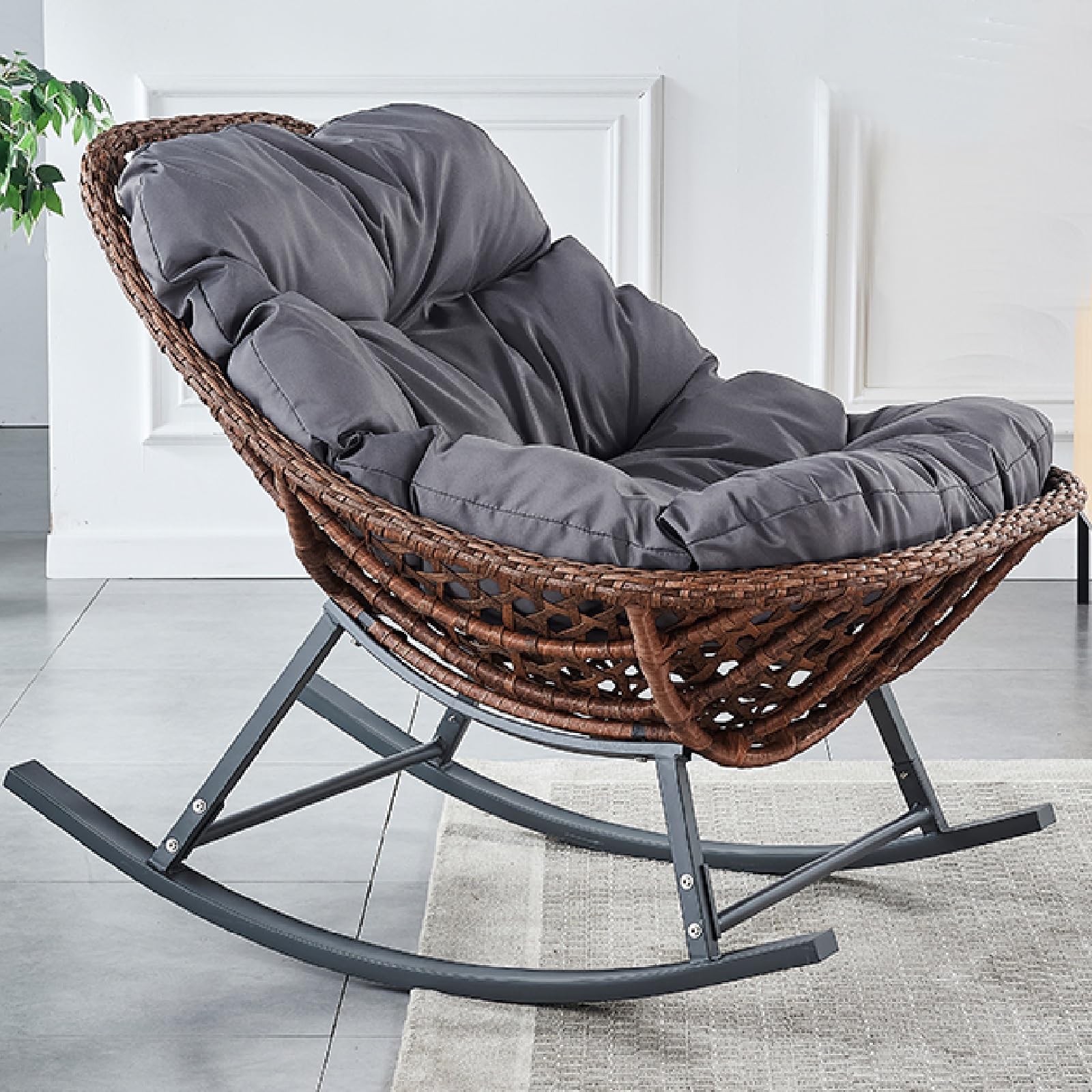 Amazon｜快適な籐製ロッキングチェア レジャークッション ロッキング