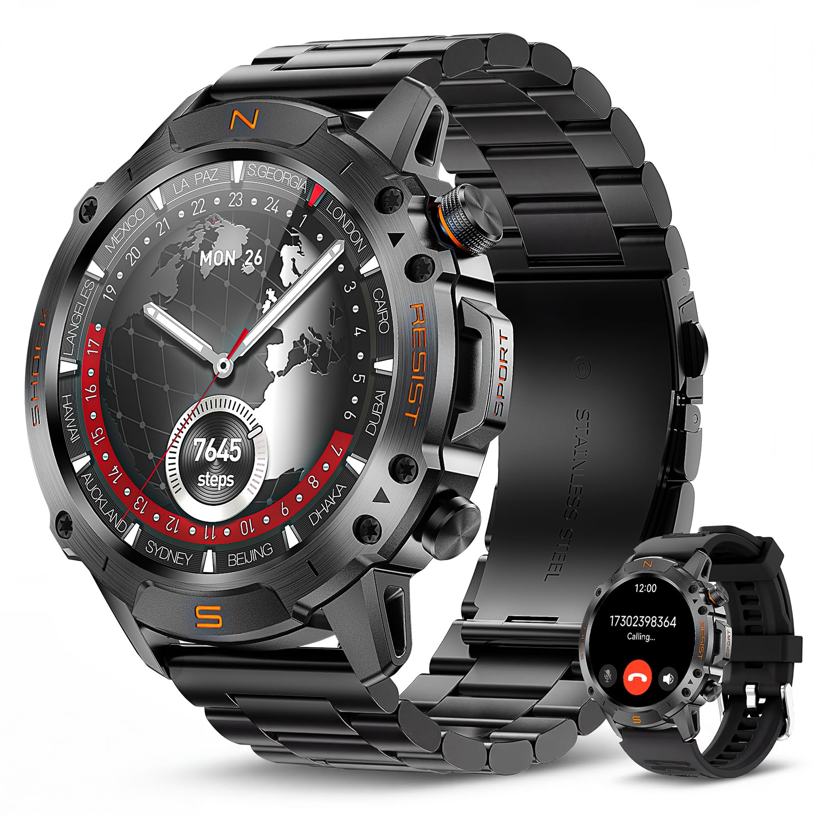 WalkerFit Smart Watch for Men, 1.43" AMOLED Premium Sport Smartwatch with Bluetooth Calling, 5ATM Waterproof, Accurate Fitness Tracking, Durable Sport