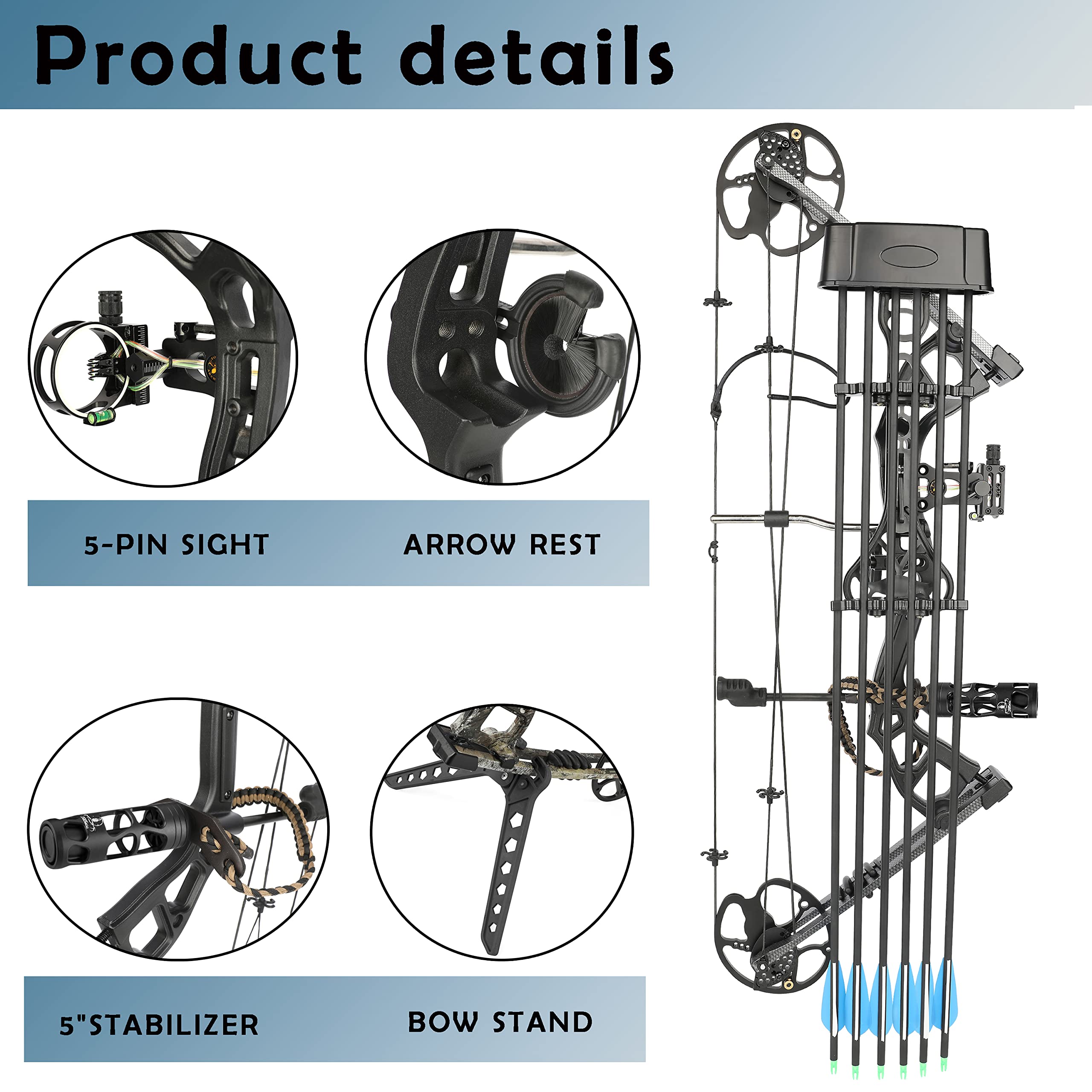 Kit Arc à Poulies Complet – Chasse Et Ciblage – Branches Gordon (USA) – Poids 0-40 LB Réglable – IBO 325 FPS – Accessoires Inclus – Droitier